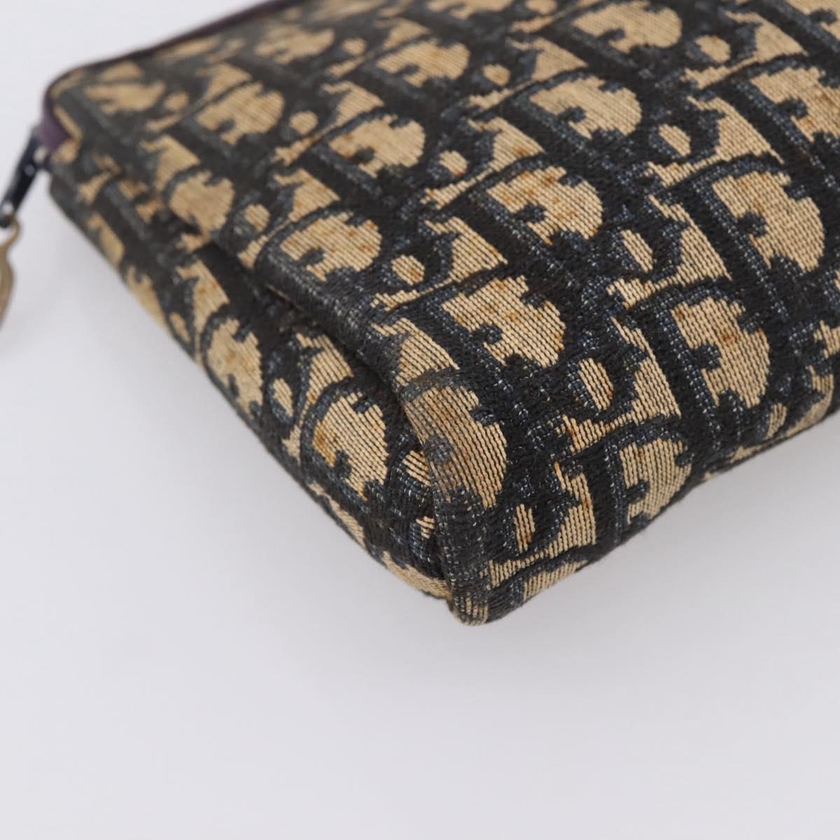 Christian Dior Trotter Canvas Clutch Bag Navy Gold Auth ep16080