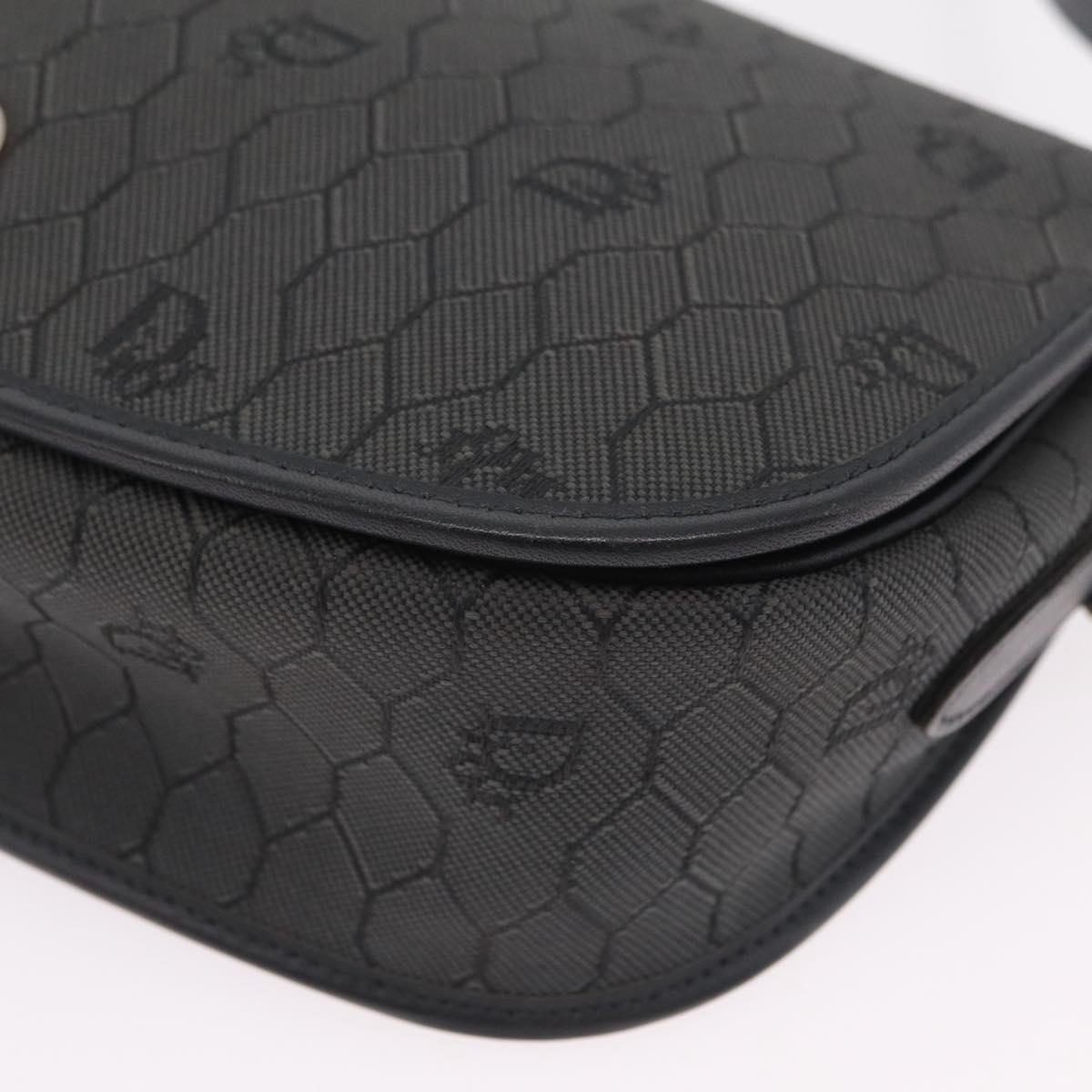 Christian Dior Honeycomb Canvas Shoulder Bag PVC Black Gold Auth ep16081A