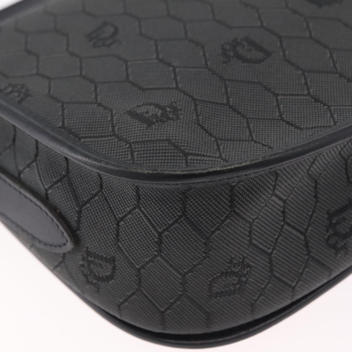 Christian Dior Honeycomb Canvas Shoulder Bag PVC Black Gold Auth ep16081A