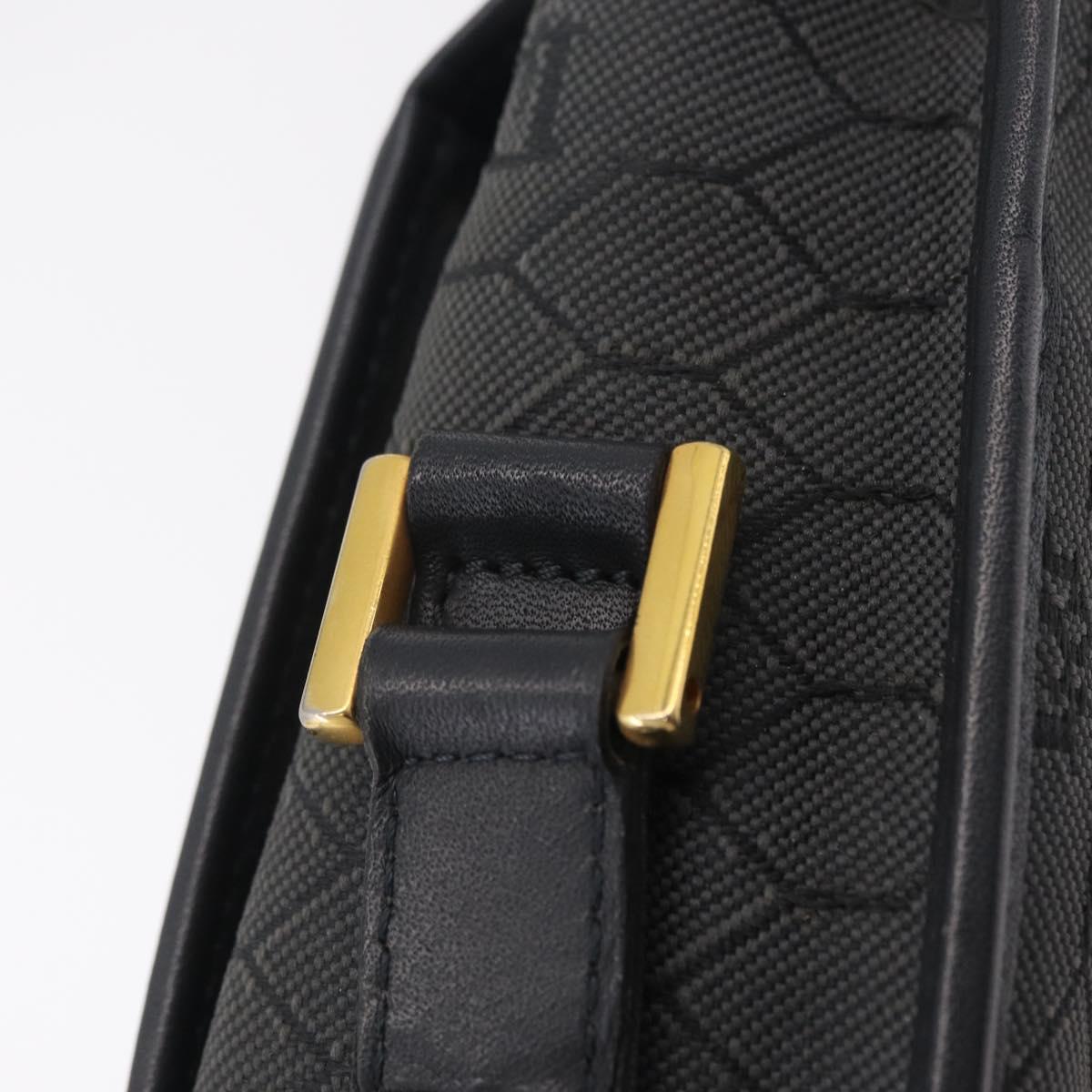 Christian Dior Honeycomb Canvas Shoulder Bag PVC Black Gold Auth ep16081A