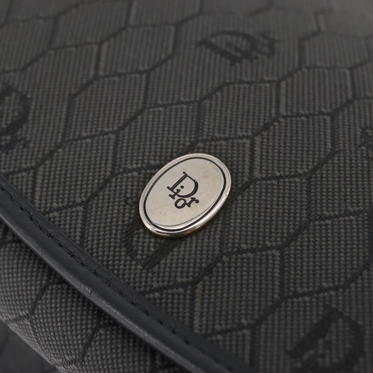 Christian Dior Honeycomb Canvas Shoulder Bag PVC Black Gold Auth ep16081A