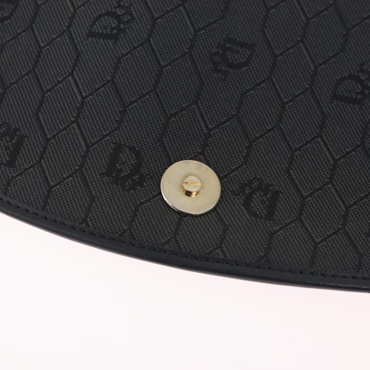 Christian Dior Honeycomb Canvas Shoulder Bag PVC Black Gold Auth ep16081A