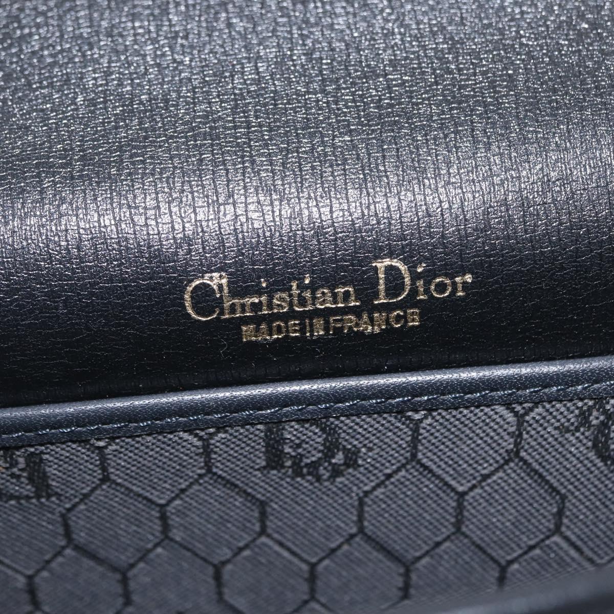 Christian Dior Honeycomb Canvas Shoulder Bag PVC Black Gold Auth ep16081A