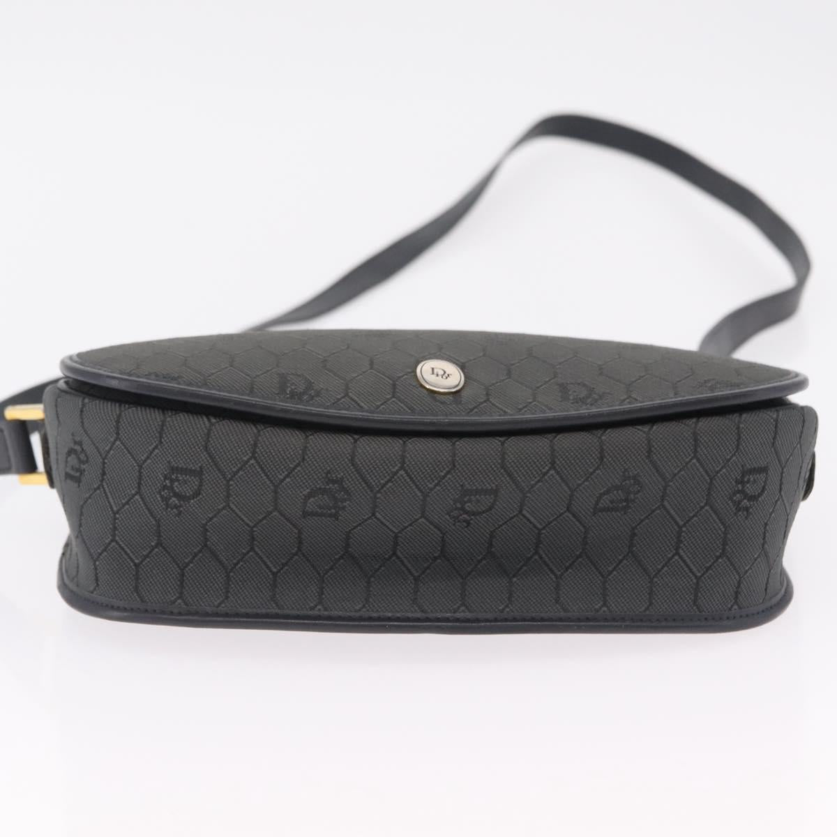 Christian Dior Honeycomb Canvas Shoulder Bag PVC Black Gold Auth ep16081A