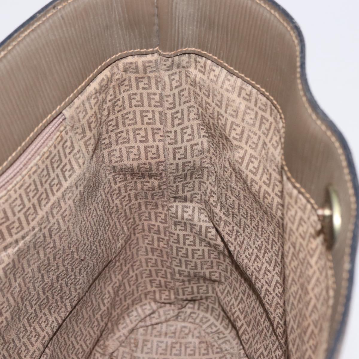 FENDI Zucchino Canvas Shoulder Bag PVC Beige Auth ep16083