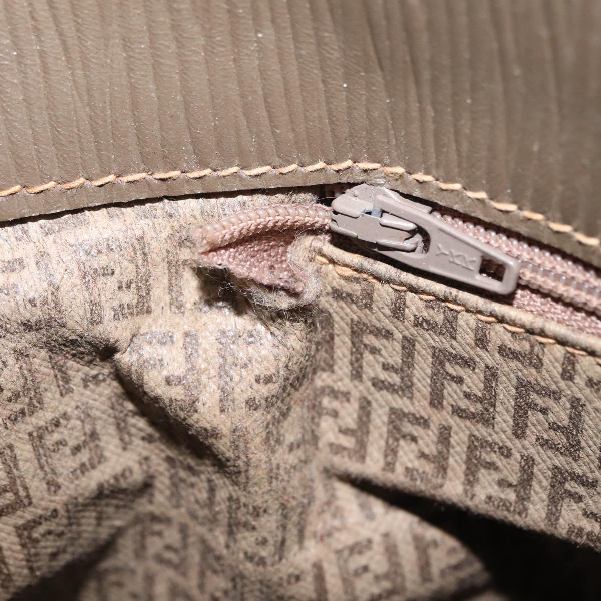 FENDI Zucchino Canvas Shoulder Bag PVC Beige Auth ep16083