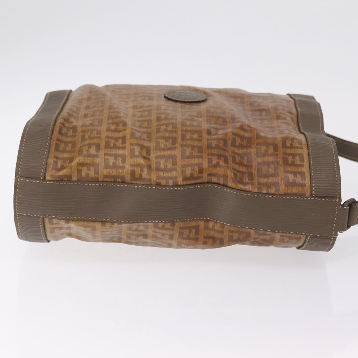 FENDI Zucchino Canvas Shoulder Bag PVC Beige Auth ep16083