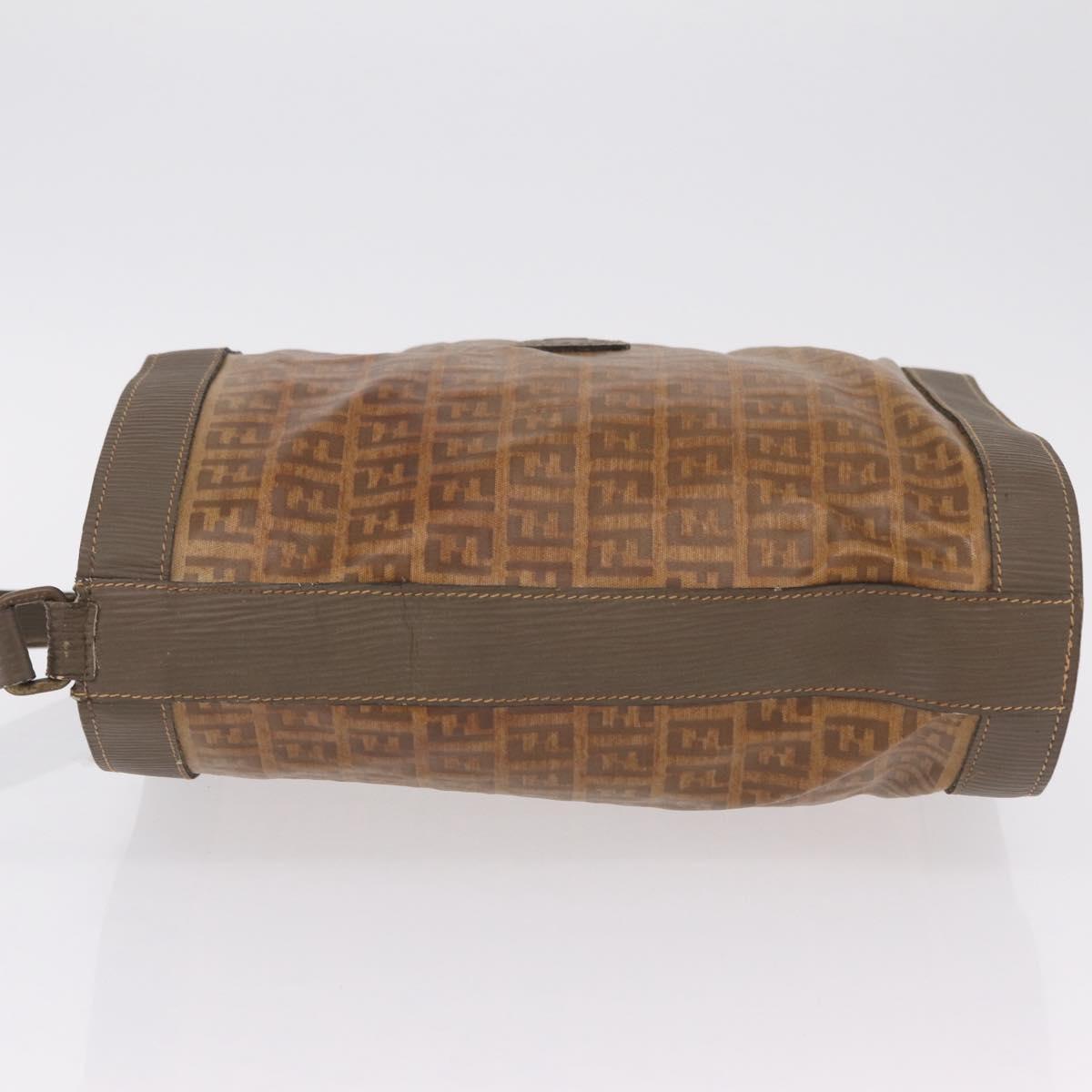 FENDI Zucchino Canvas Shoulder Bag PVC Beige Auth ep16083