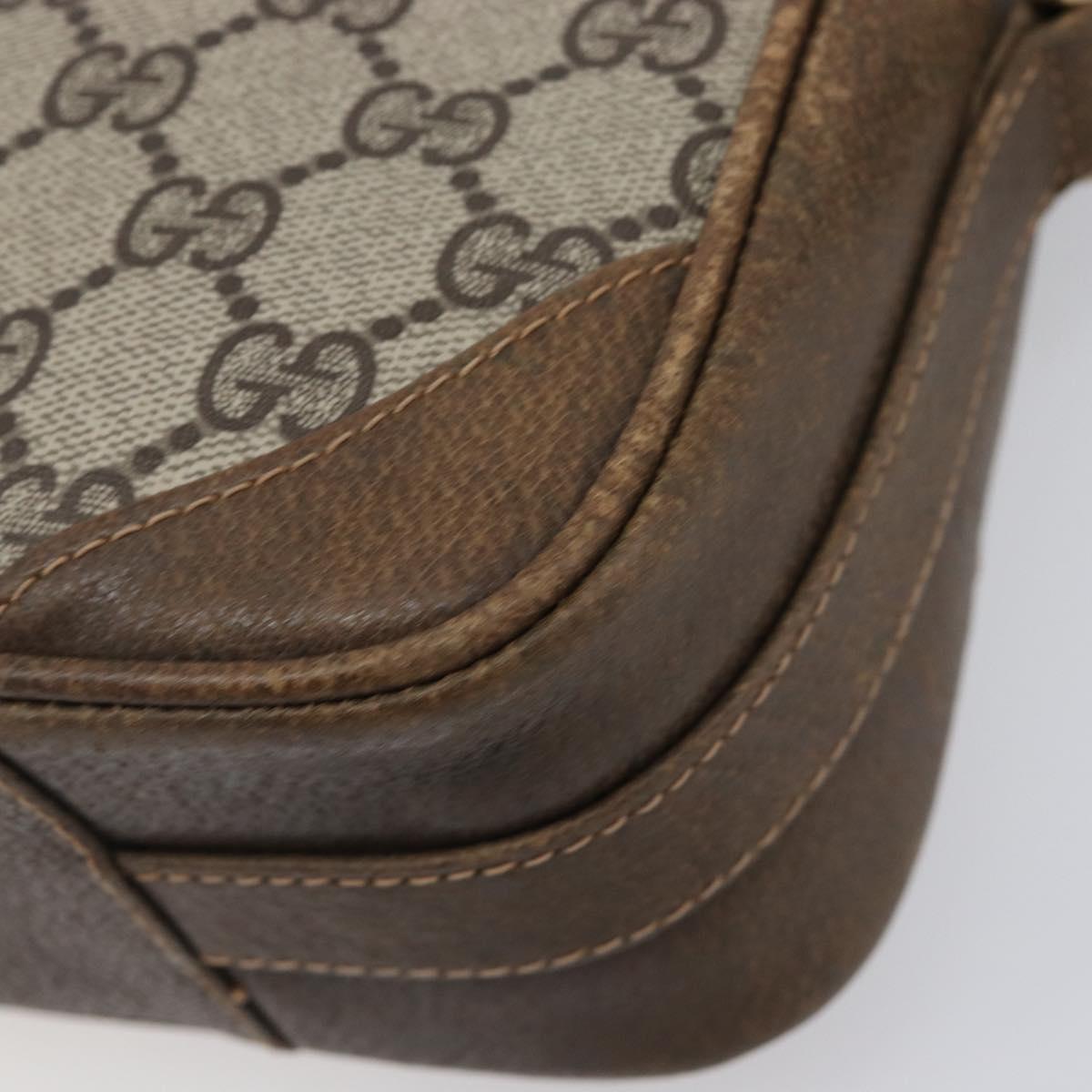 GUCCI GG Supreme Shoulder Bag PVC Beige Gold Auth ep16085