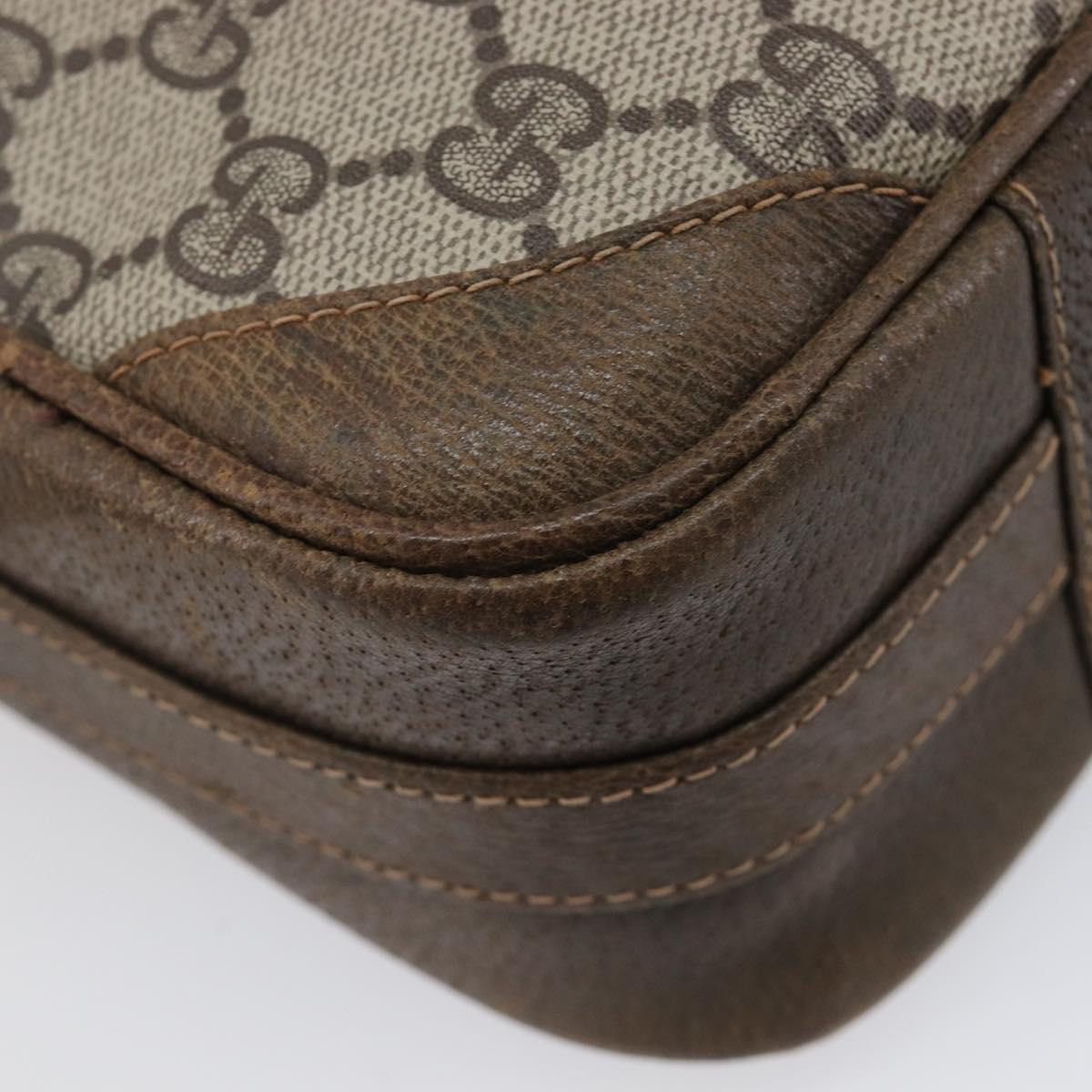 GUCCI GG Supreme Shoulder Bag PVC Beige Gold Auth ep16085