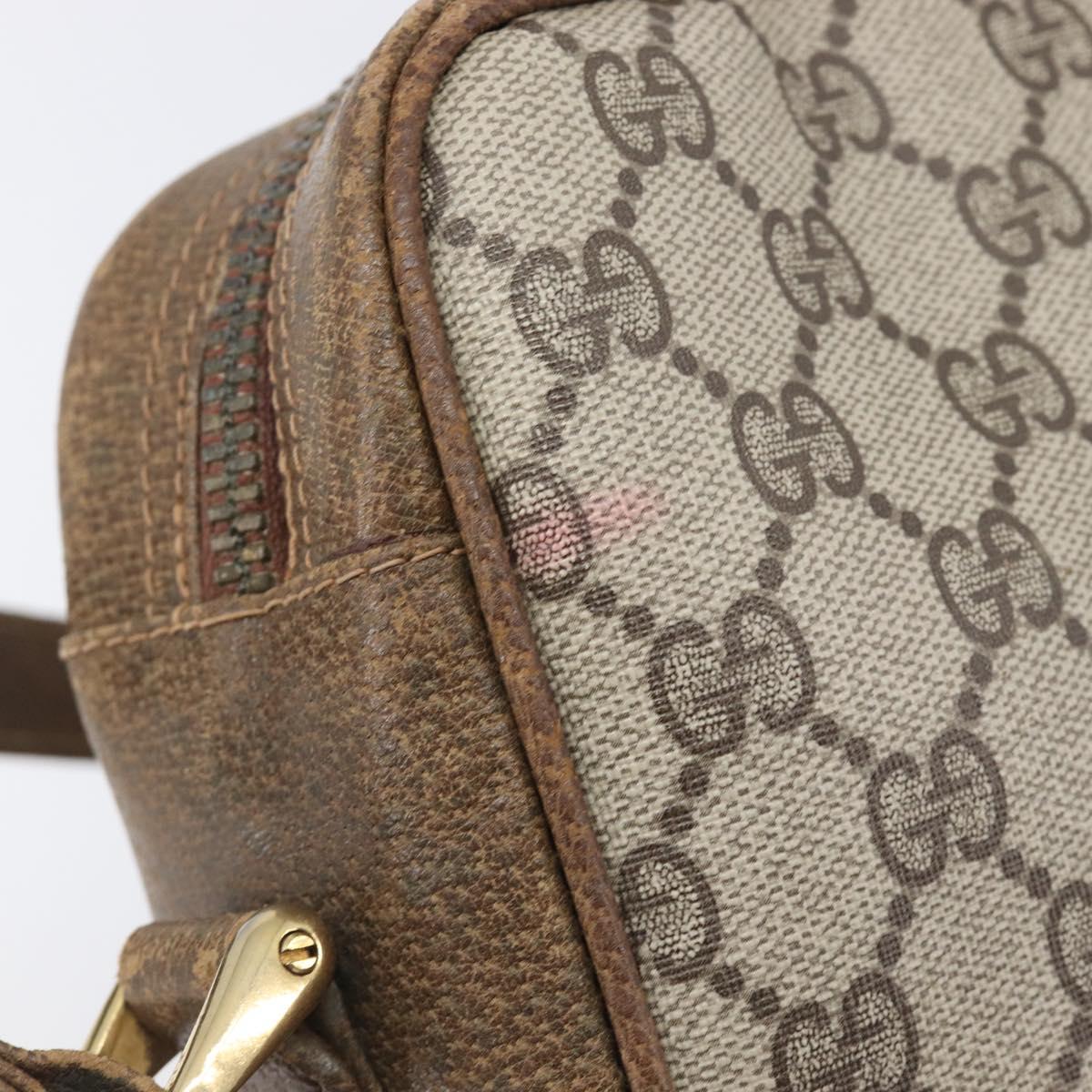 GUCCI GG Supreme Shoulder Bag PVC Beige Gold Auth ep16085