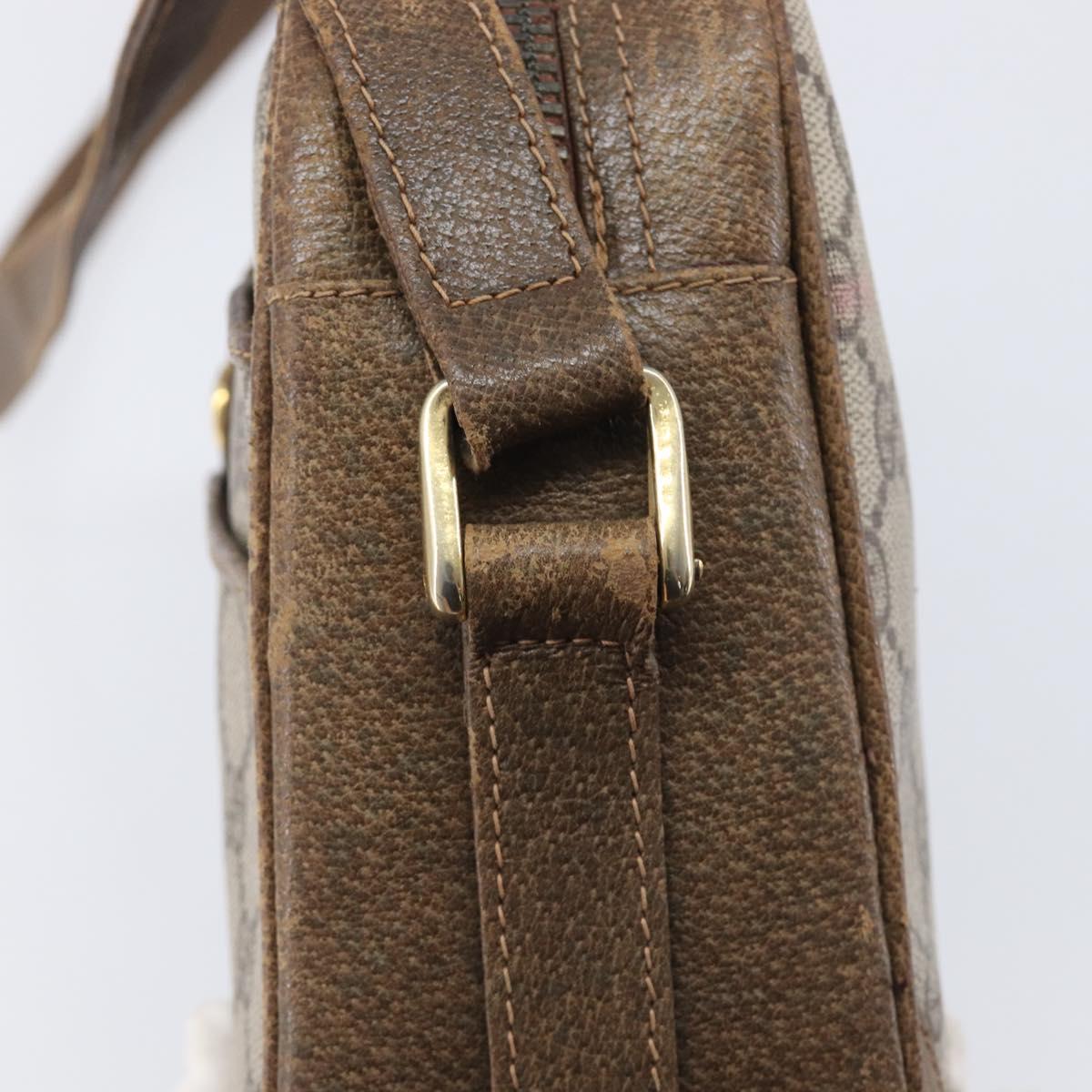 GUCCI GG Supreme Shoulder Bag PVC Beige Gold Auth ep16085