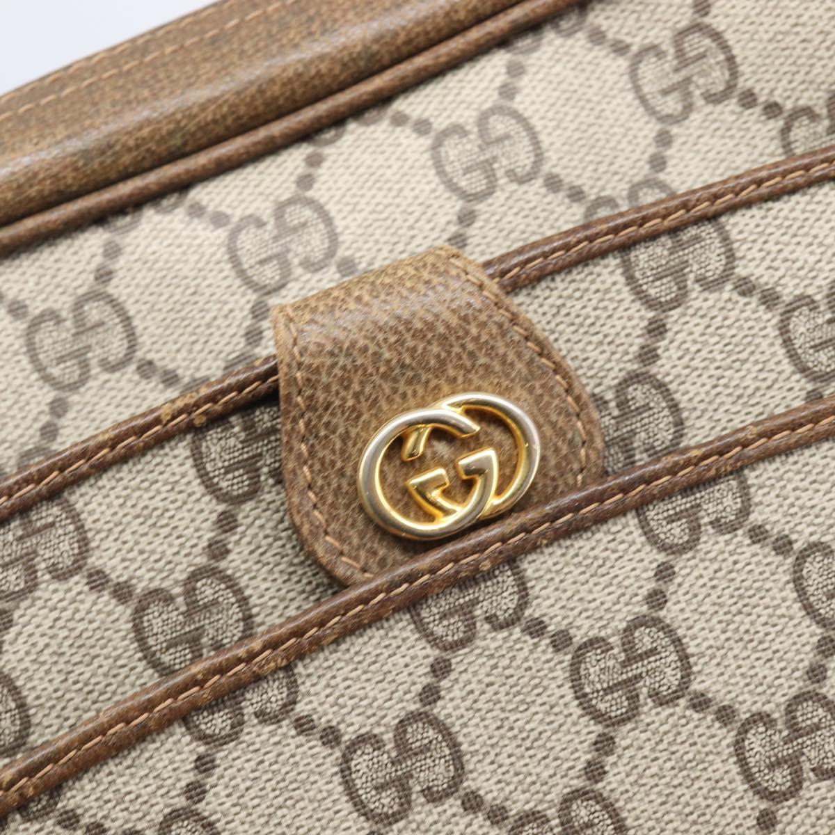 GUCCI GG Supreme Shoulder Bag PVC Beige Gold Auth ep16085
