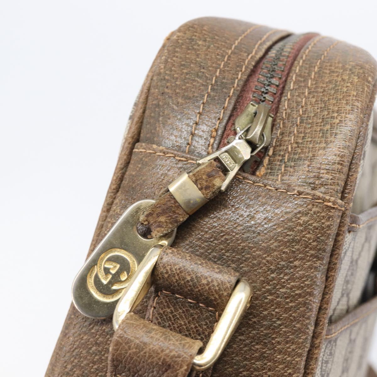 GUCCI GG Supreme Shoulder Bag PVC Beige Gold Auth ep16085