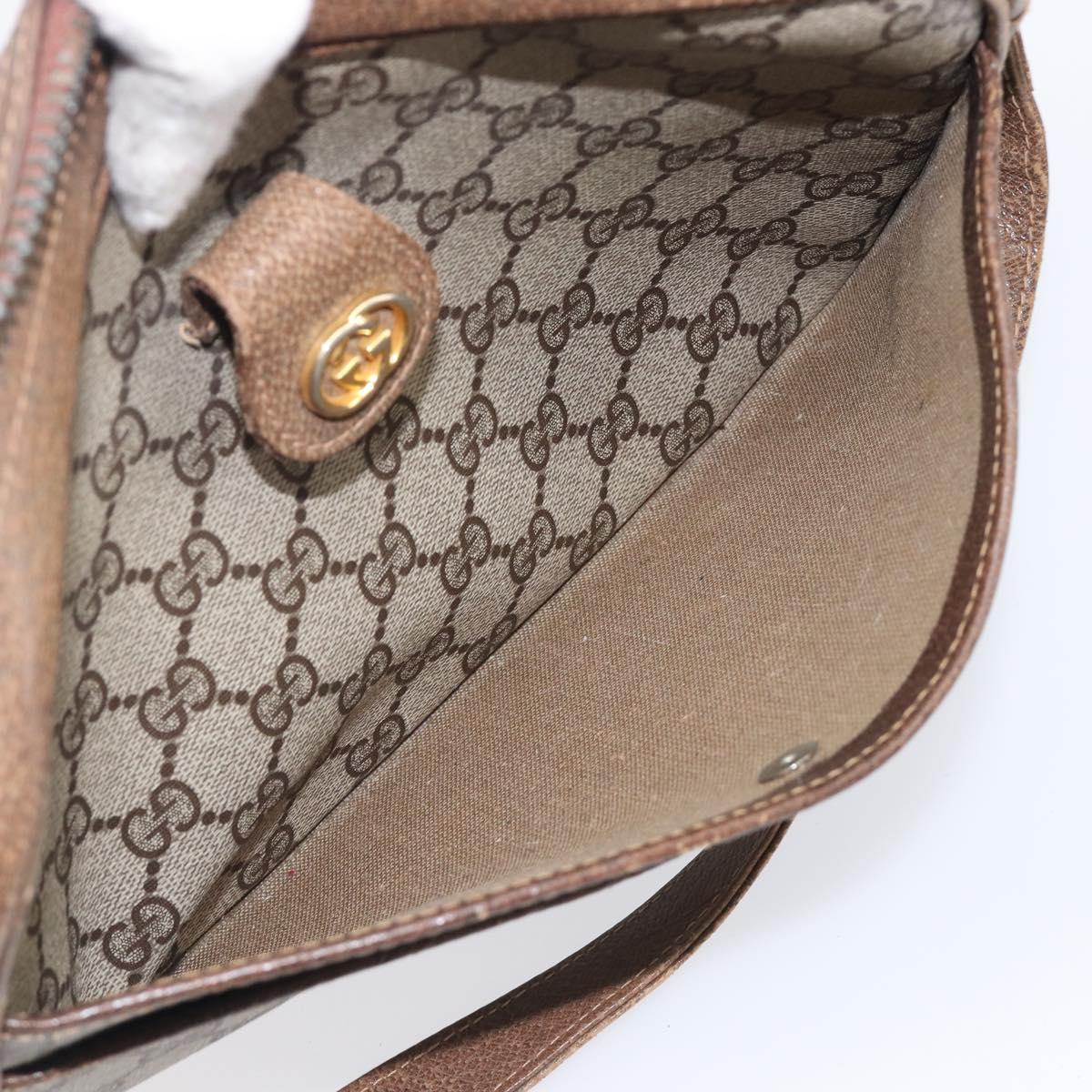 GUCCI GG Supreme Shoulder Bag PVC Beige Gold Auth ep16085