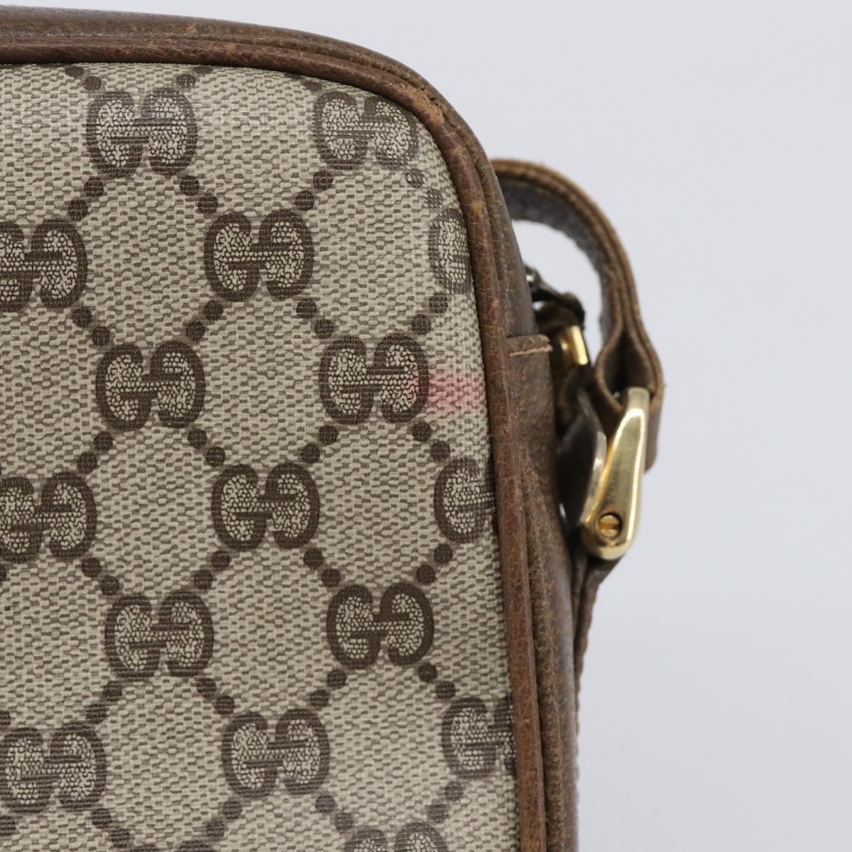 GUCCI GG Supreme Shoulder Bag PVC Beige Gold Auth ep16085