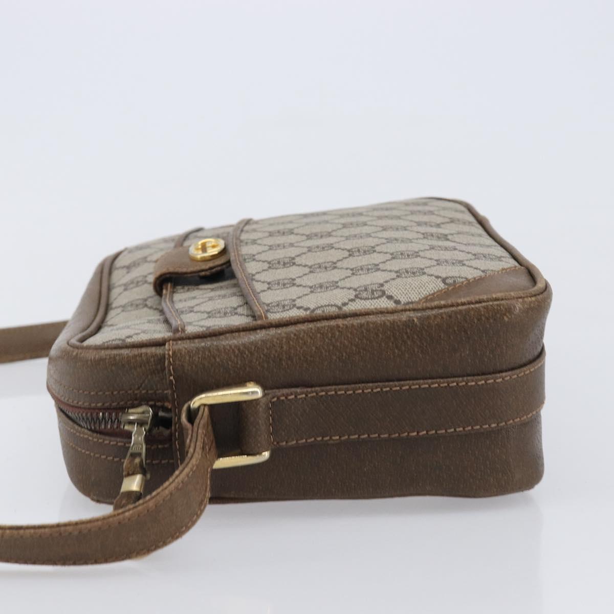 GUCCI GG Supreme Shoulder Bag PVC Beige Gold Auth ep16085