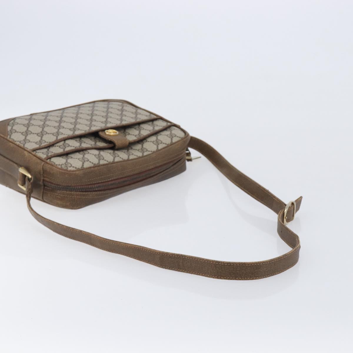GUCCI GG Supreme Shoulder Bag PVC Beige Gold Auth ep16085