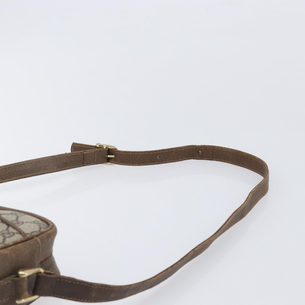 GUCCI GG Supreme Shoulder Bag PVC Beige Gold Auth ep16085