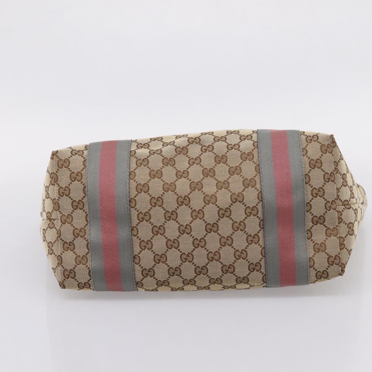 GUCCI GG Canvas Tote Bag Beige Gold 211970 Auth ep16087