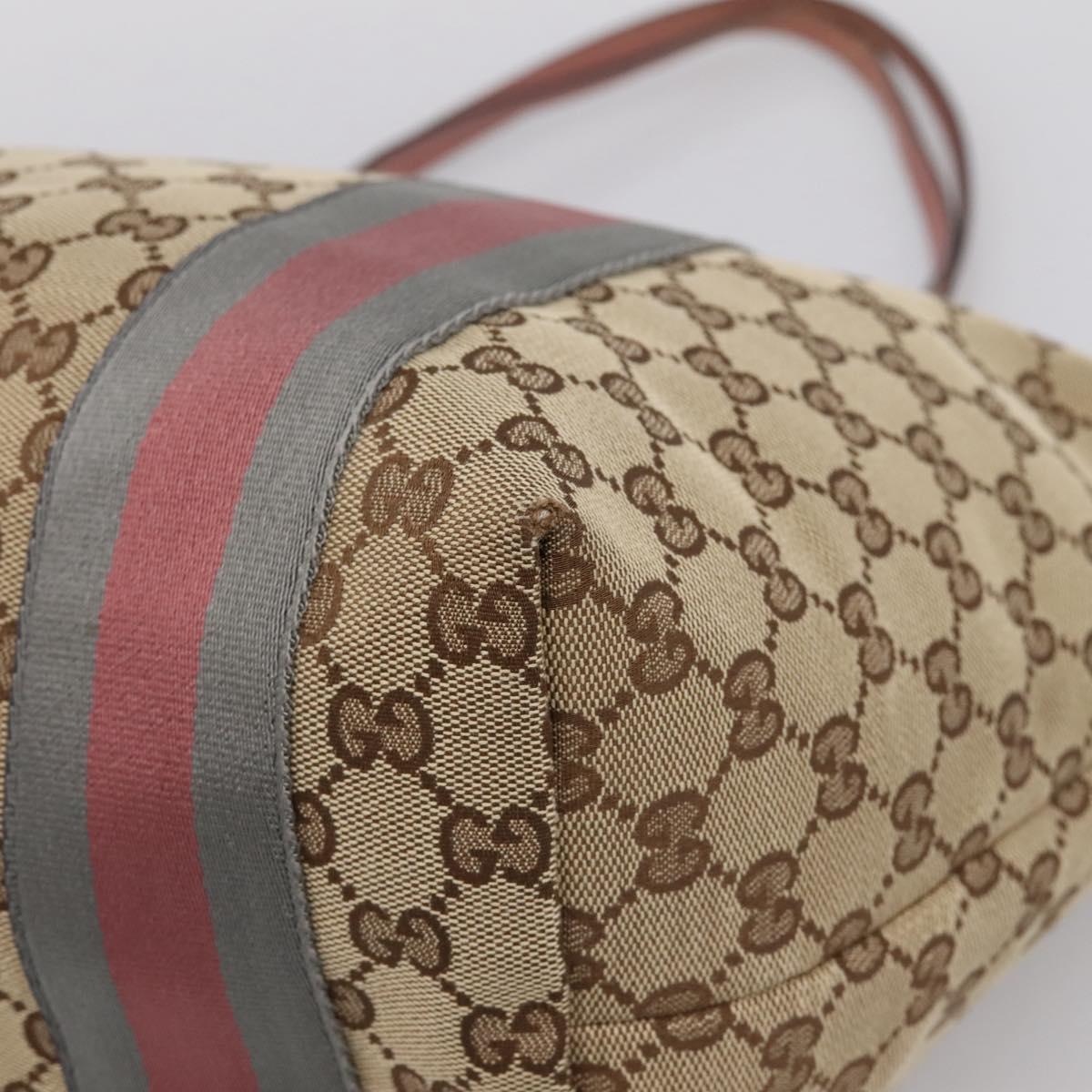 GUCCI GG Canvas Tote Bag Beige Gold 211970 Auth ep16087