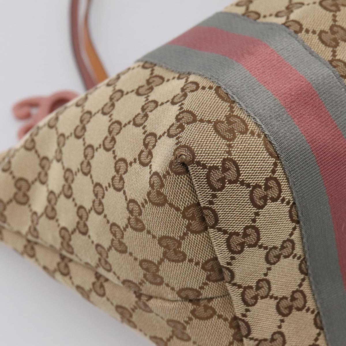 GUCCI GG Canvas Tote Bag Beige Gold 211970 Auth ep16087