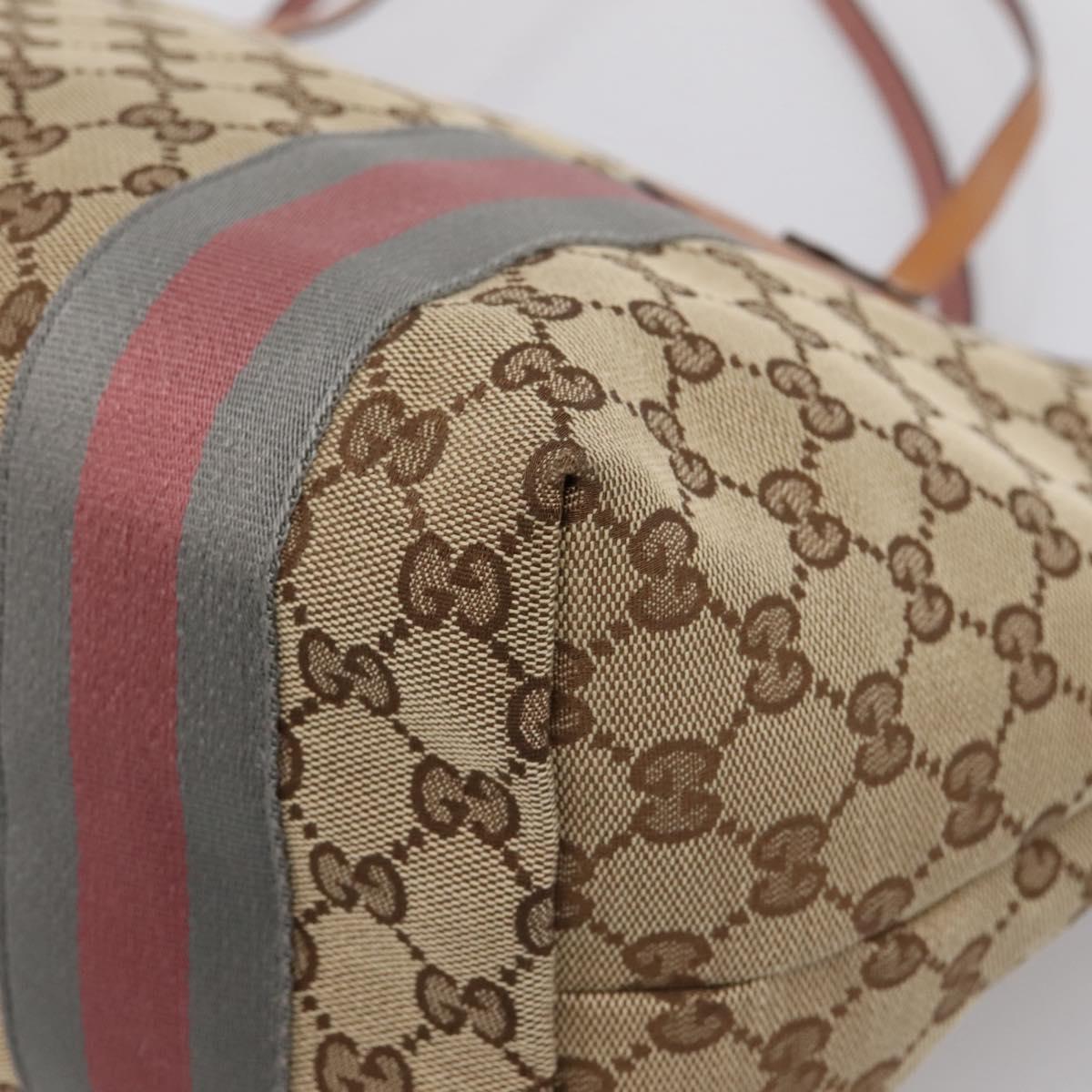 GUCCI GG Canvas Tote Bag Beige Gold 211970 Auth ep16087