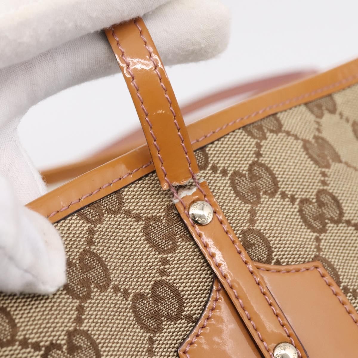GUCCI GG Canvas Tote Bag Beige Gold 211970 Auth ep16087