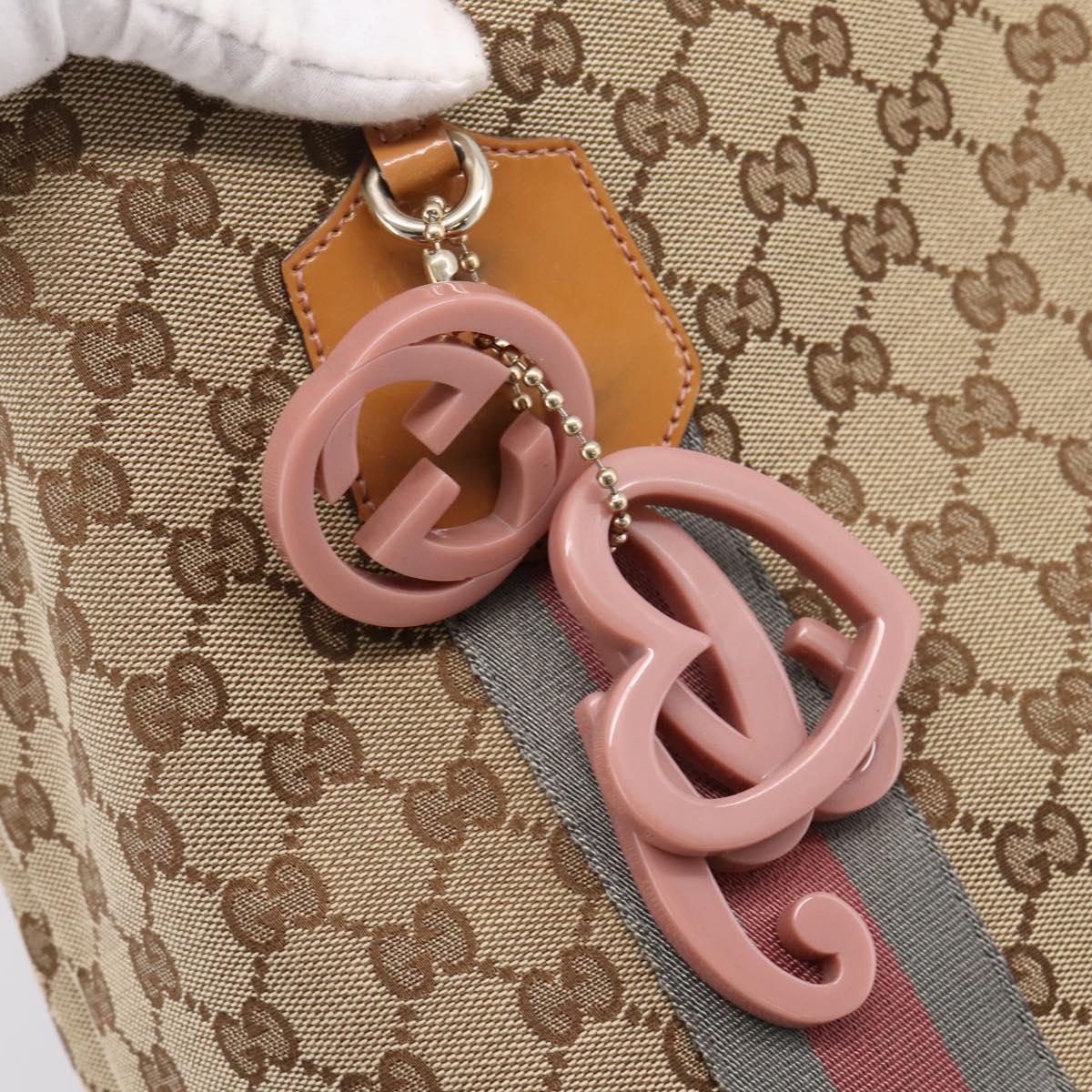 GUCCI GG Canvas Tote Bag Beige Gold 211970 Auth ep16087