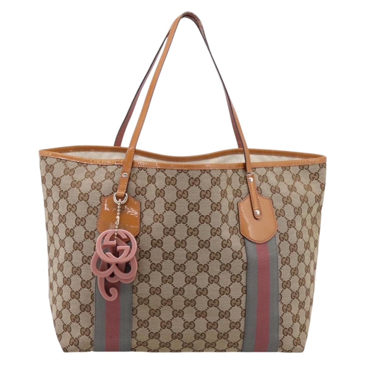 GUCCI GG Canvas Tote Bag Beige Gold 211970 Auth ep16087