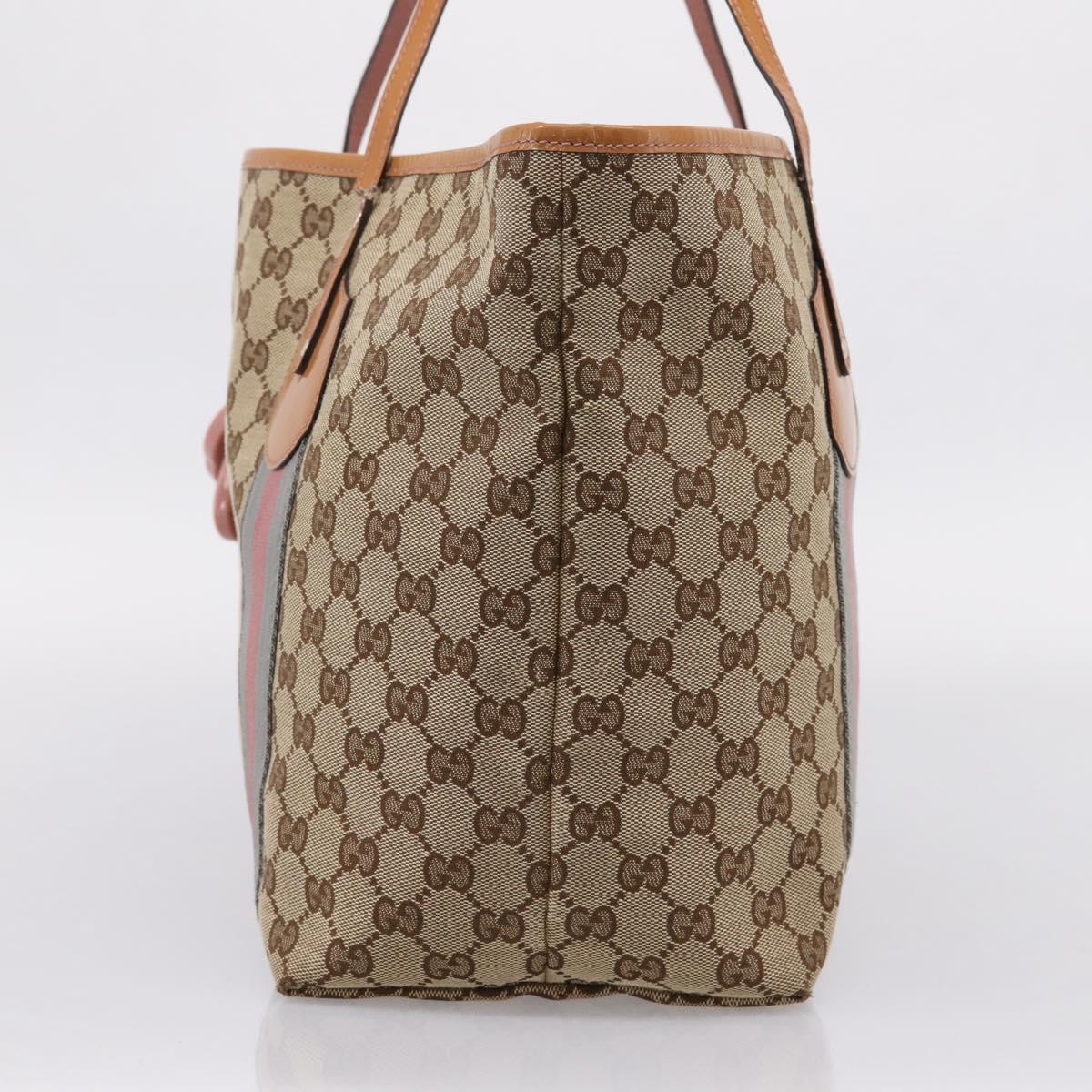 GUCCI GG Canvas Tote Bag Beige Gold 211970 Auth ep16087