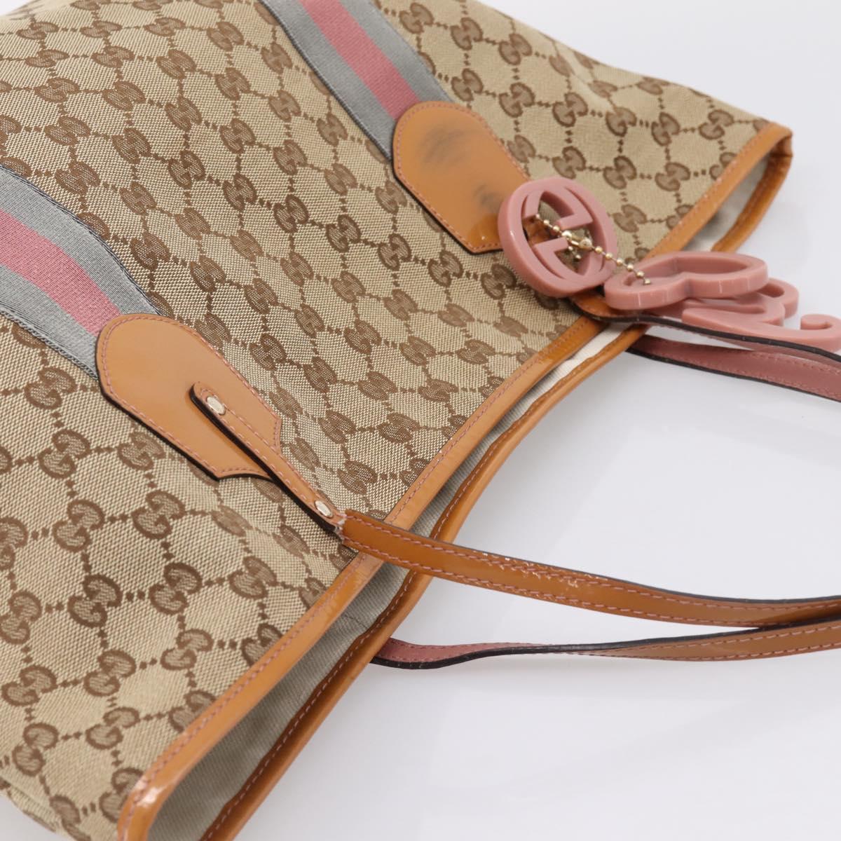GUCCI GG Canvas Tote Bag Beige Gold 211970 Auth ep16087