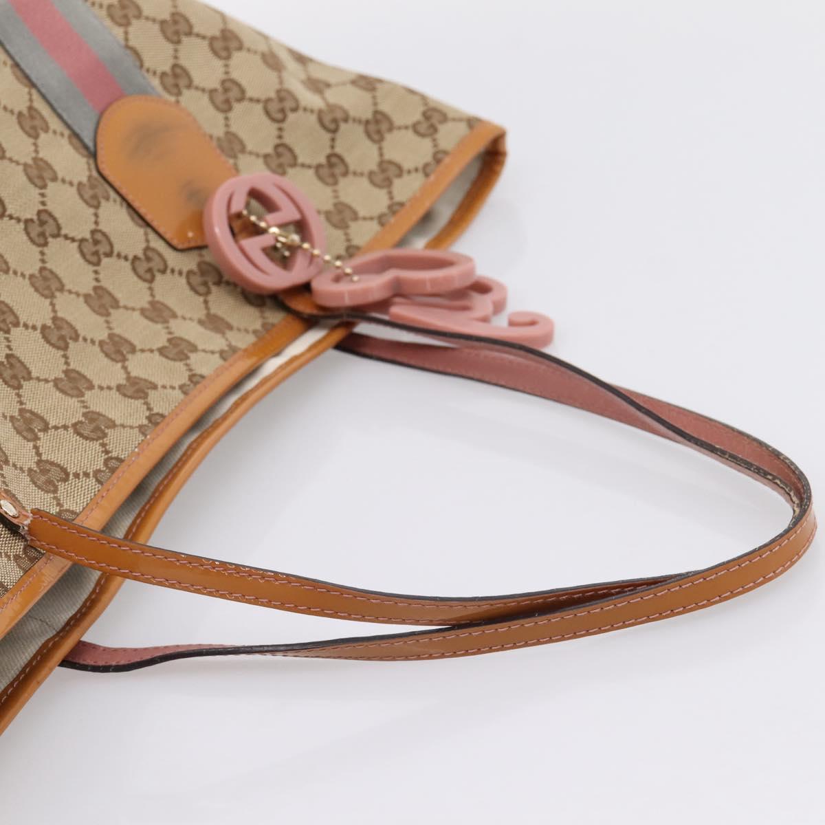 GUCCI GG Canvas Tote Bag Beige Gold 211970 Auth ep16087