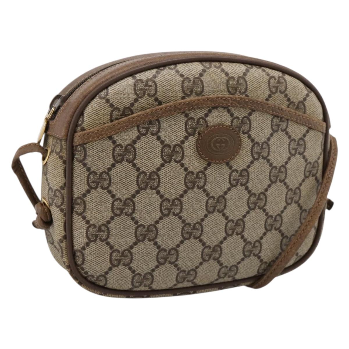 GUCCI GG Supreme Shoulder Bag PVC Beige Gold 116 02 606 Auth ep16088
