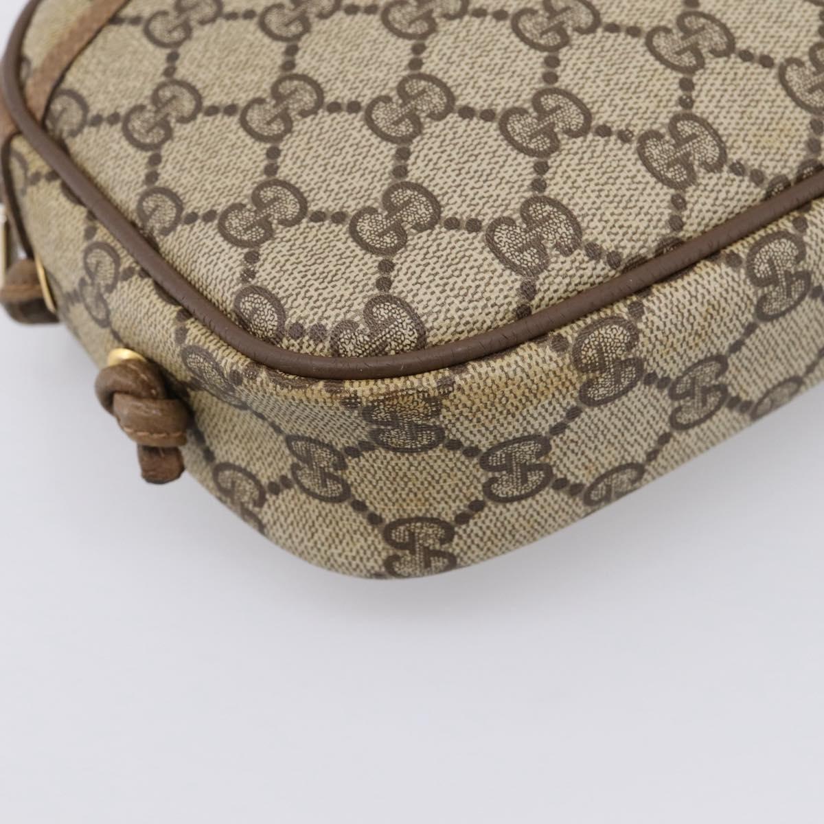 GUCCI GG Supreme Shoulder Bag PVC Beige Gold 116 02 606 Auth ep16088