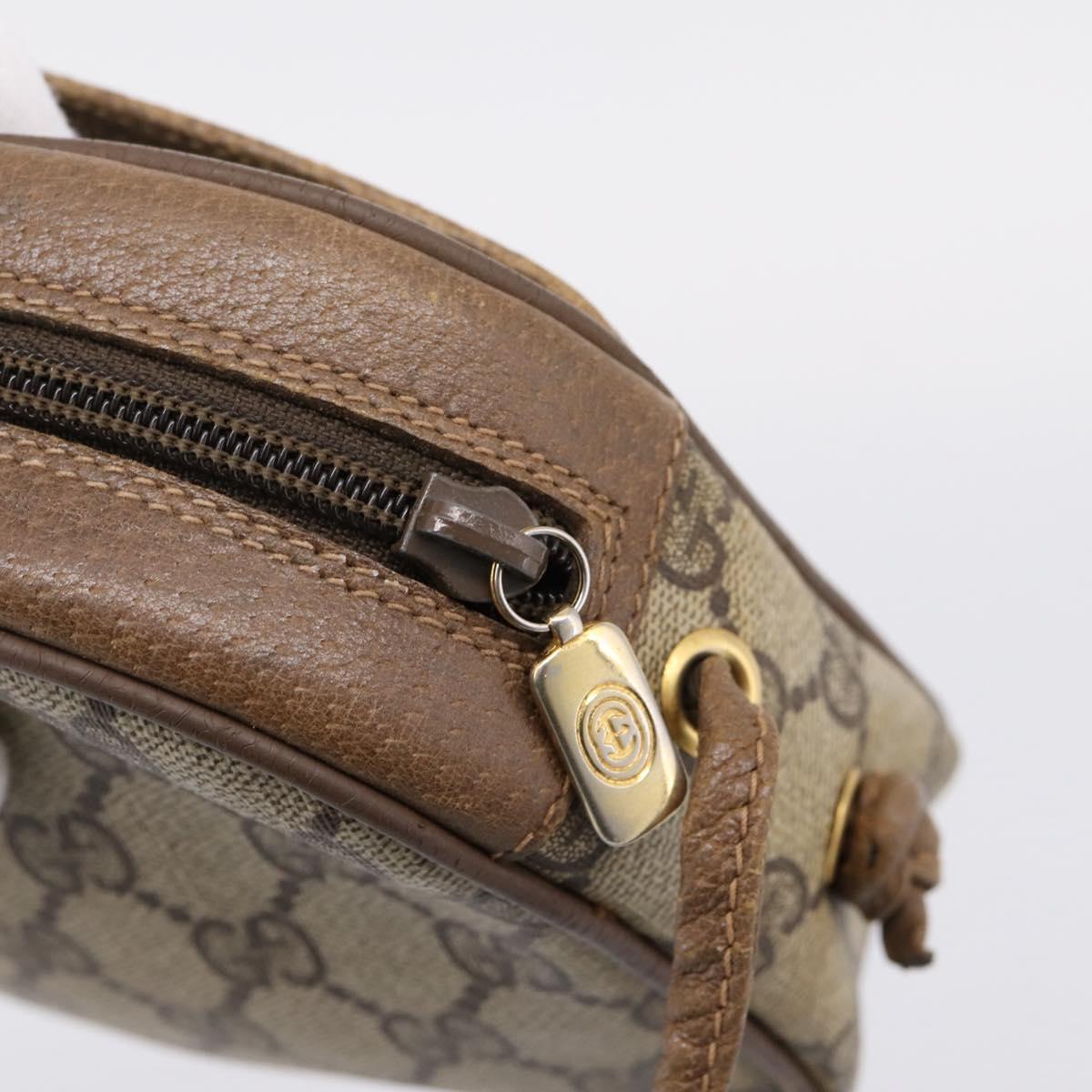 GUCCI GG Supreme Shoulder Bag PVC Beige Gold 116 02 606 Auth ep16088
