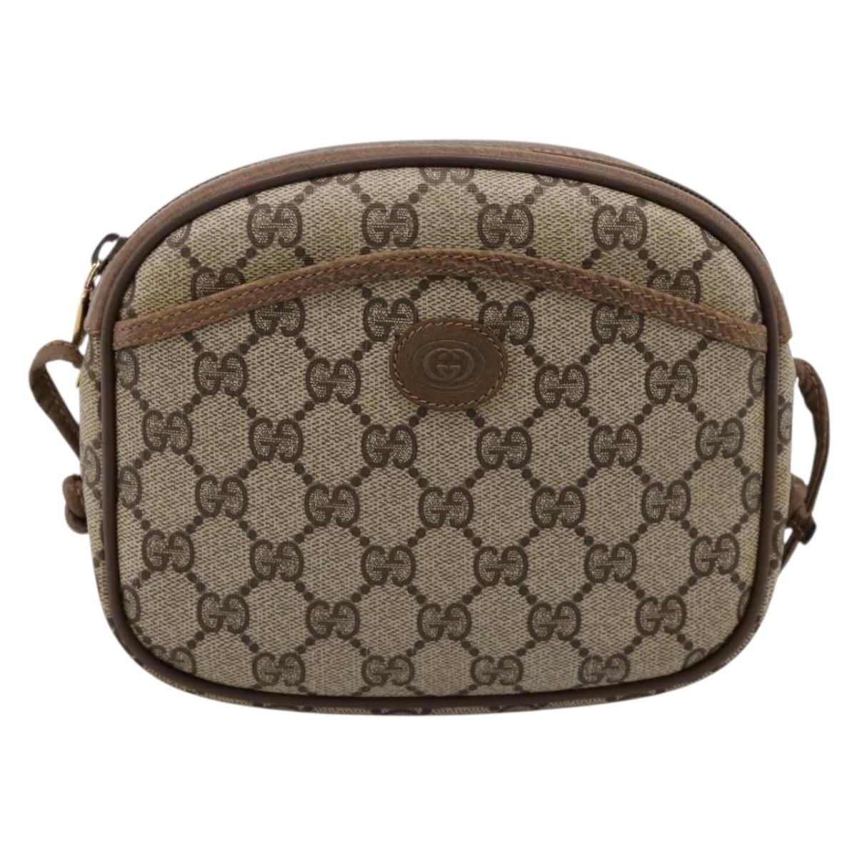 GUCCI GG Supreme Shoulder Bag PVC Beige Gold 116 02 606 Auth ep16088