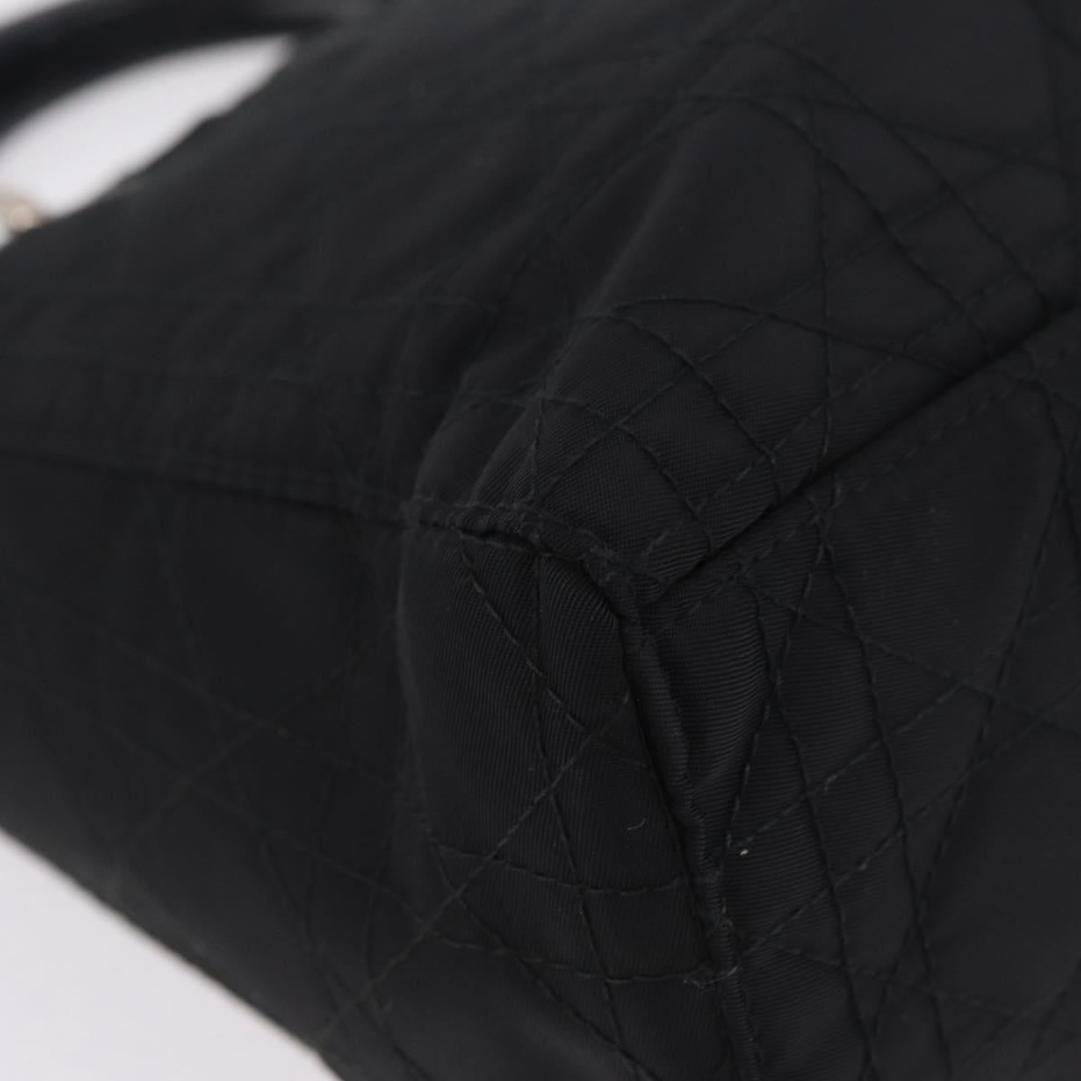 Christian Dior Lady Dior Canage Hand Bag Nylon Black Silver Auth ep16089A