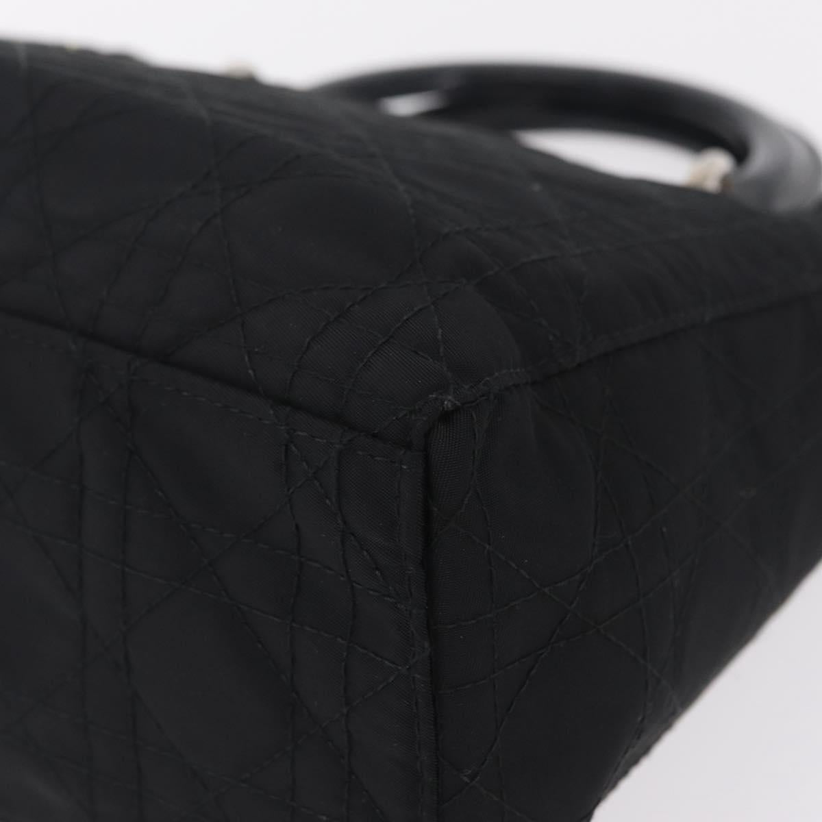 Christian Dior Lady Dior Canage Hand Bag Nylon Black Silver Auth ep16089A