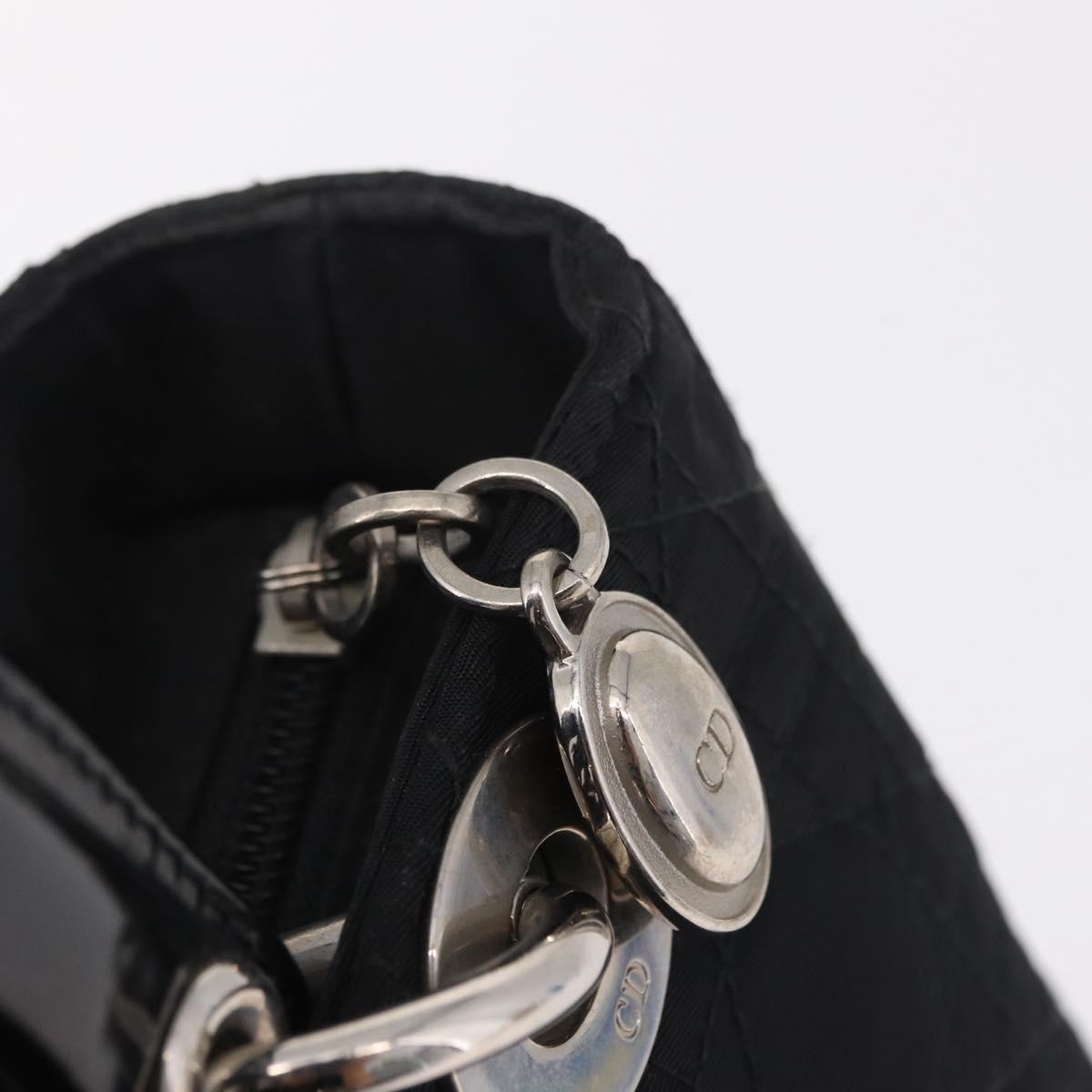 Christian Dior Lady Dior Canage Hand Bag Nylon Black Silver Auth ep16089A
