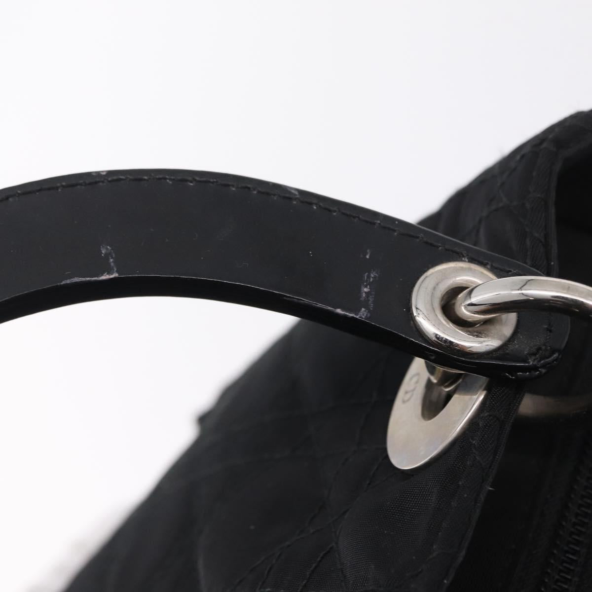 Christian Dior Lady Dior Canage Hand Bag Nylon Black Silver Auth ep16089A