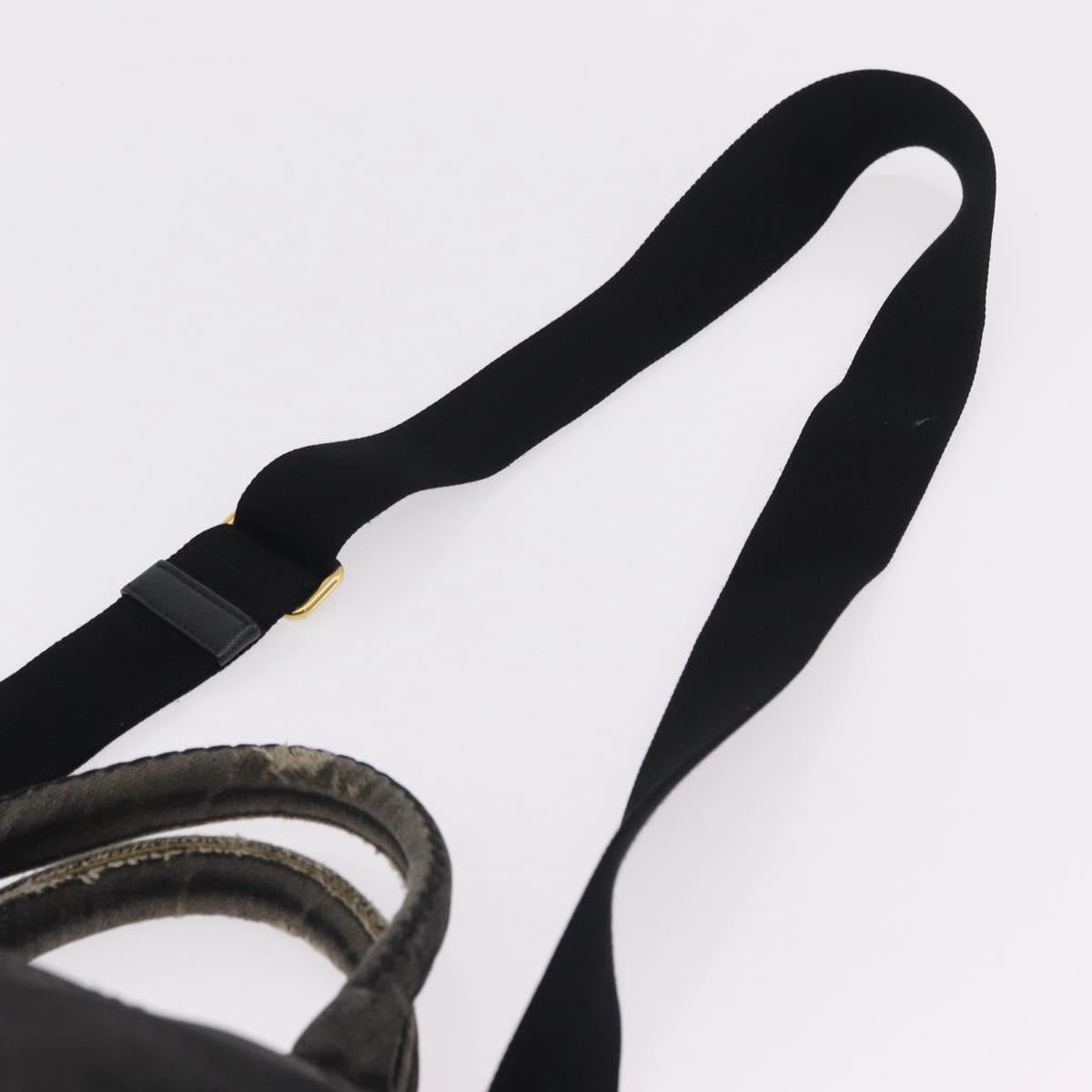PRADA Canapa MM Hand Bag Canvas 2way Black Gold Auth ep16090