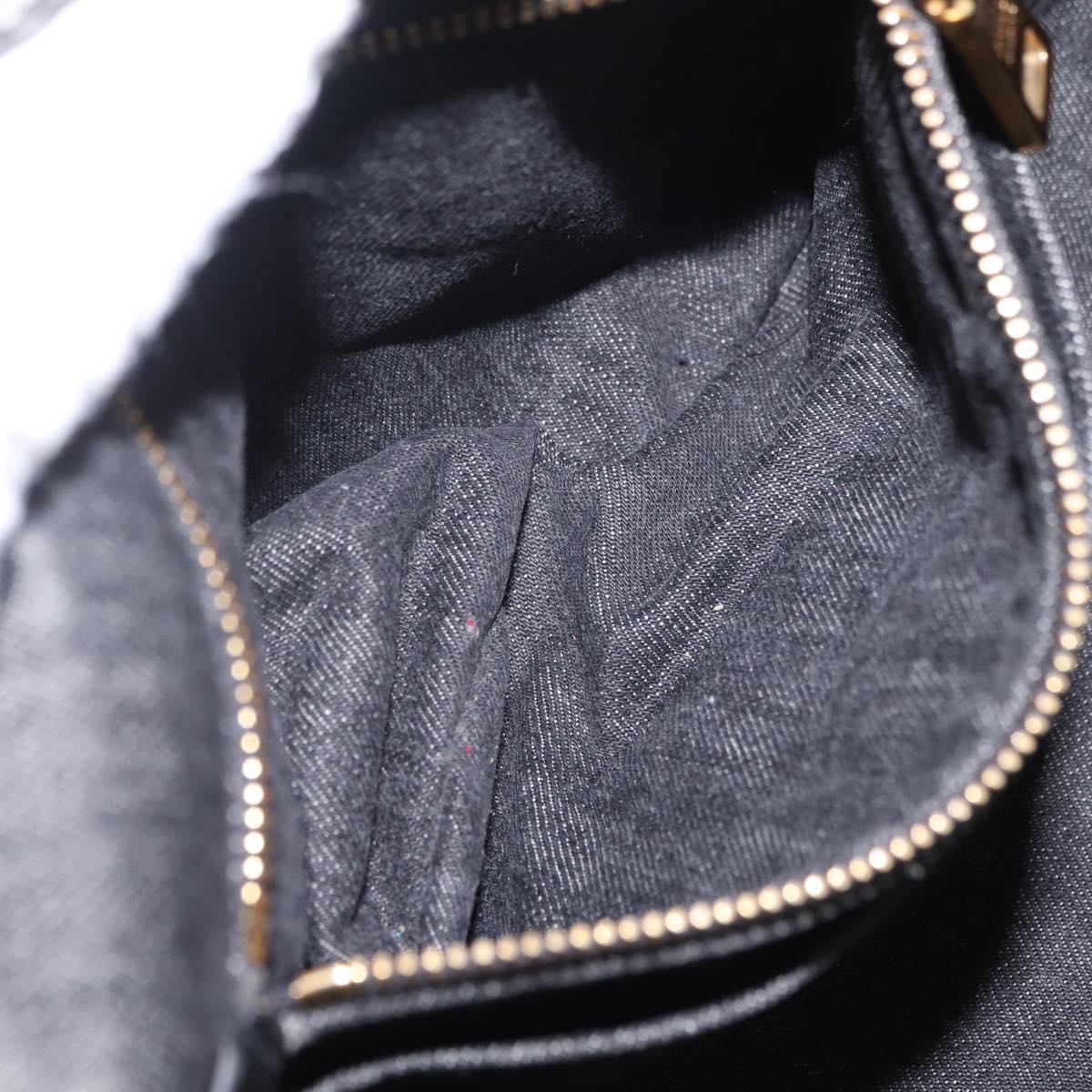 PRADA Canapa MM Hand Bag Canvas 2way Black Gold Auth ep16090