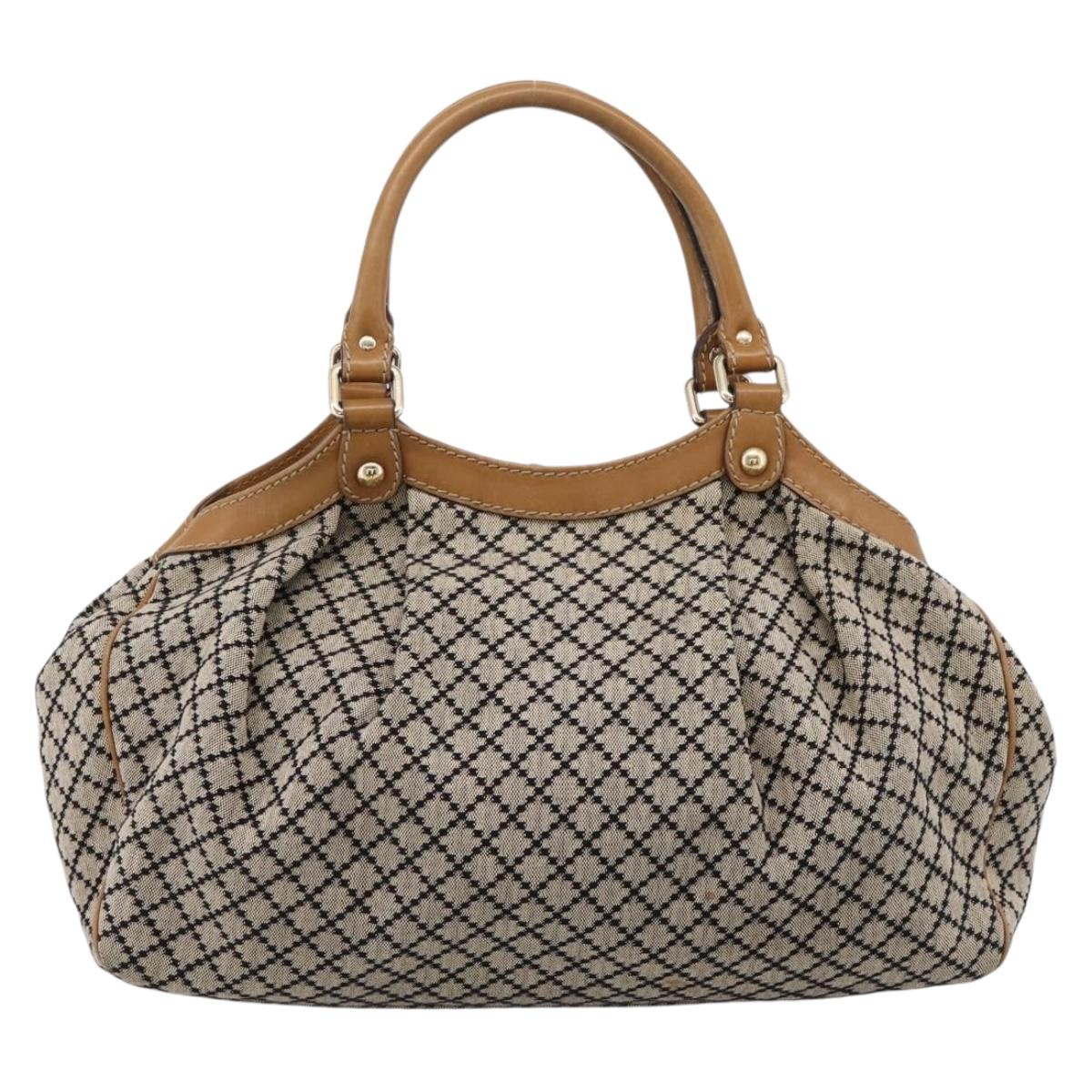 GUCCI Diamante Sukey Hand Bag Canvas Beige Gold 211944 Auth ep16091