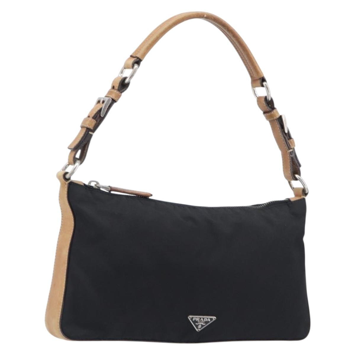 PRADA Hand Bag Nylon Black Silver Auth ep16093