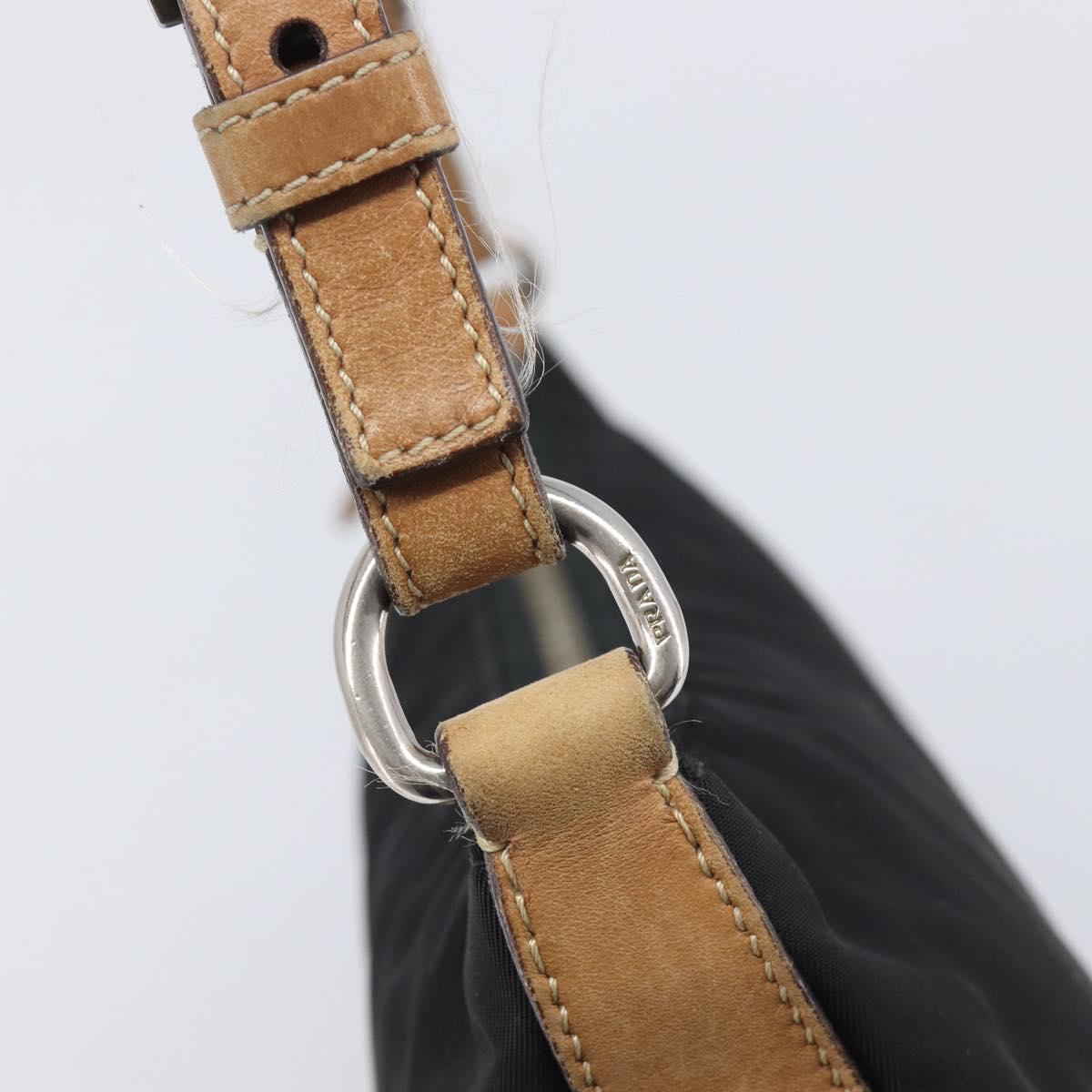 PRADA Hand Bag Nylon Black Silver Auth ep16093