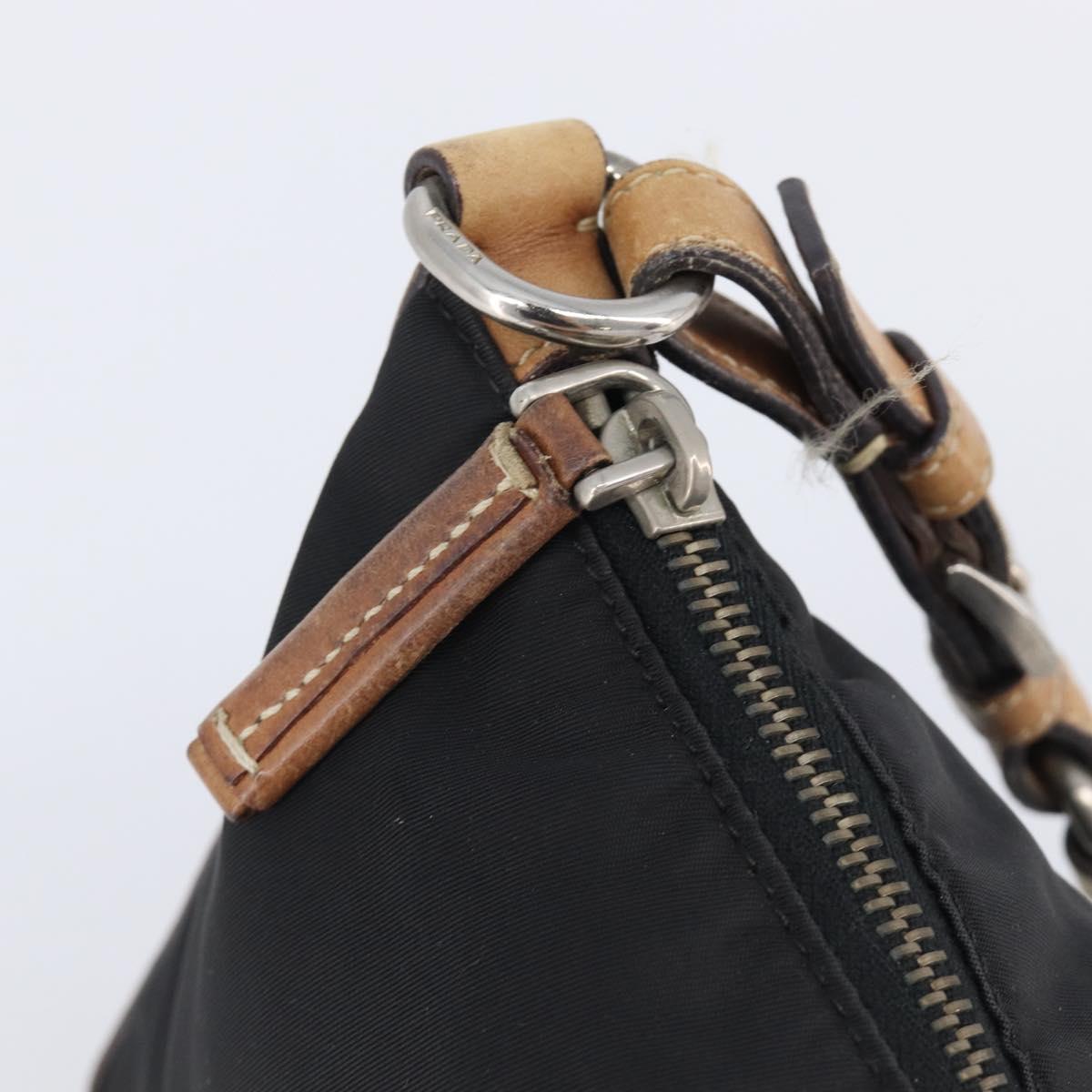 PRADA Hand Bag Nylon Black Silver Auth ep16093