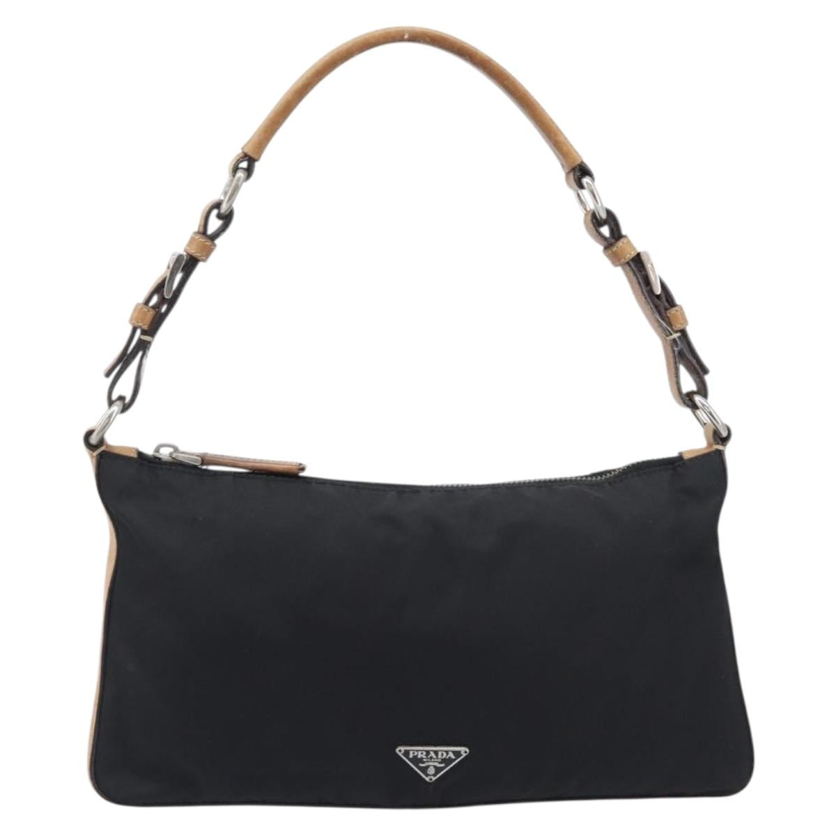 PRADA Hand Bag Nylon Black Silver Auth ep16093