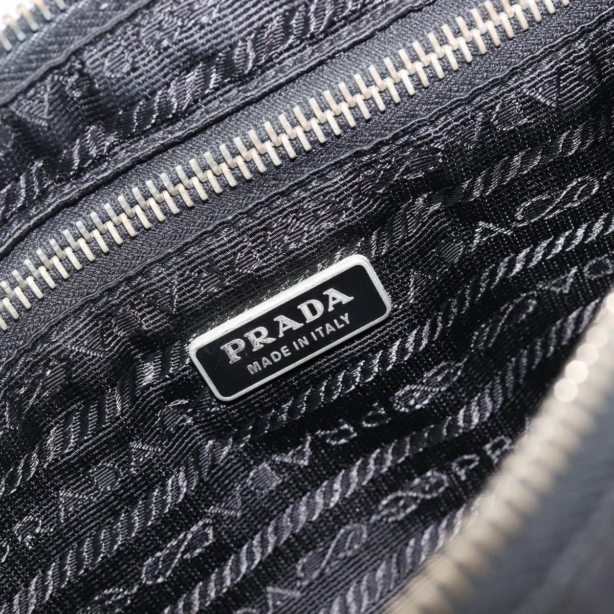 PRADA Hand Bag Nylon Black Silver Auth ep16093