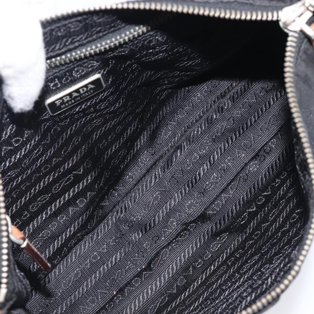 PRADA Hand Bag Nylon Black Silver Auth ep16093